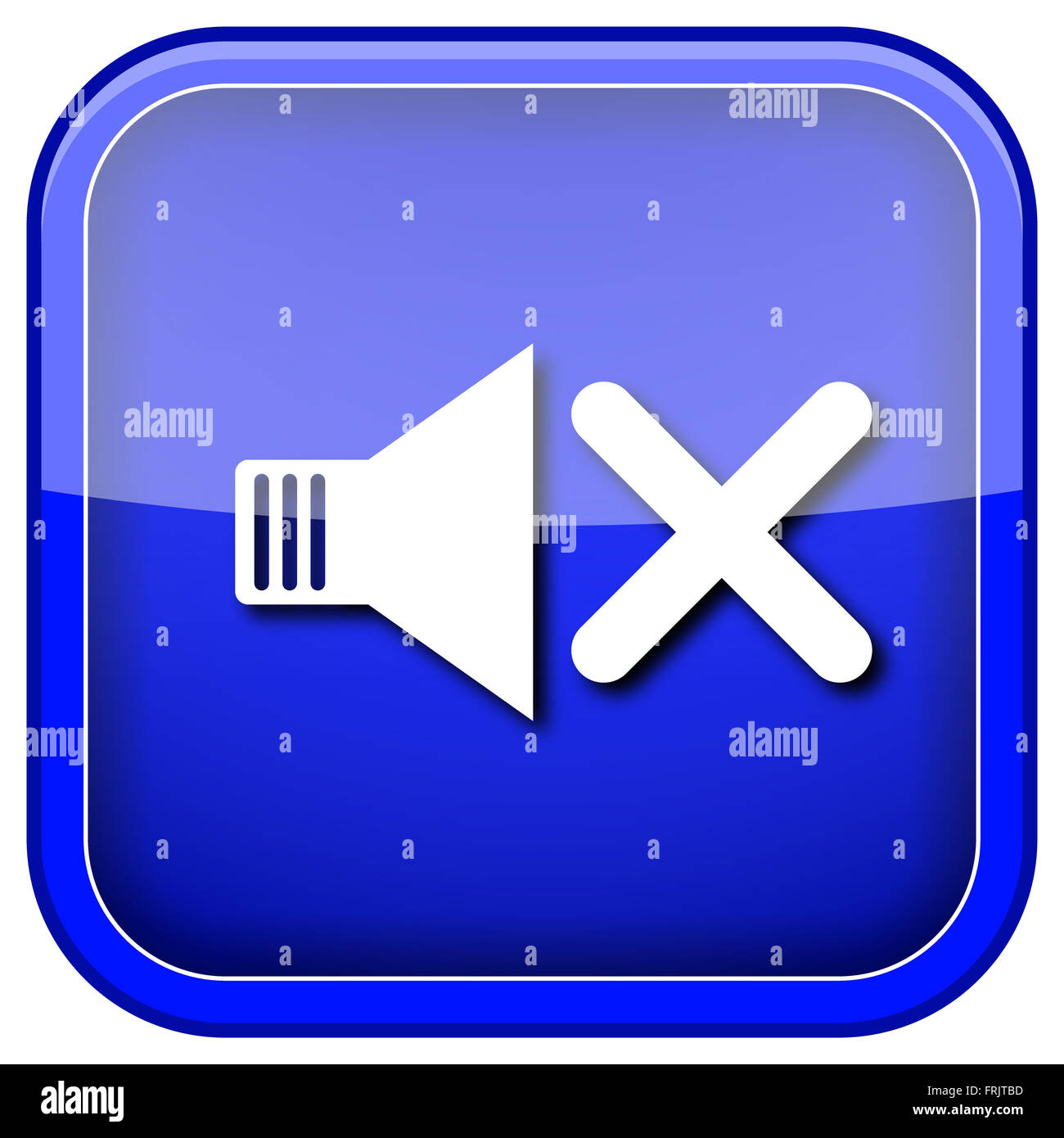 Blue shiny glossy icon on white background Stock Photo - Alamy