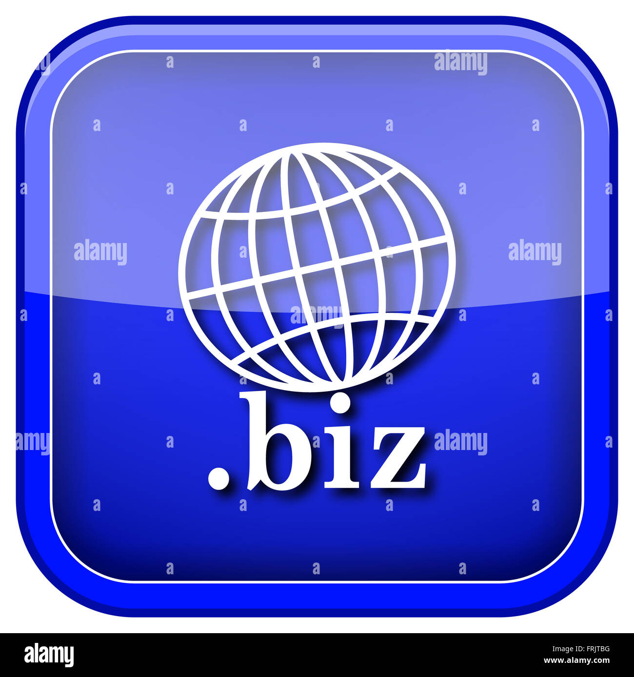 Blue shiny glossy icon on white background Stock Photo - Alamy
