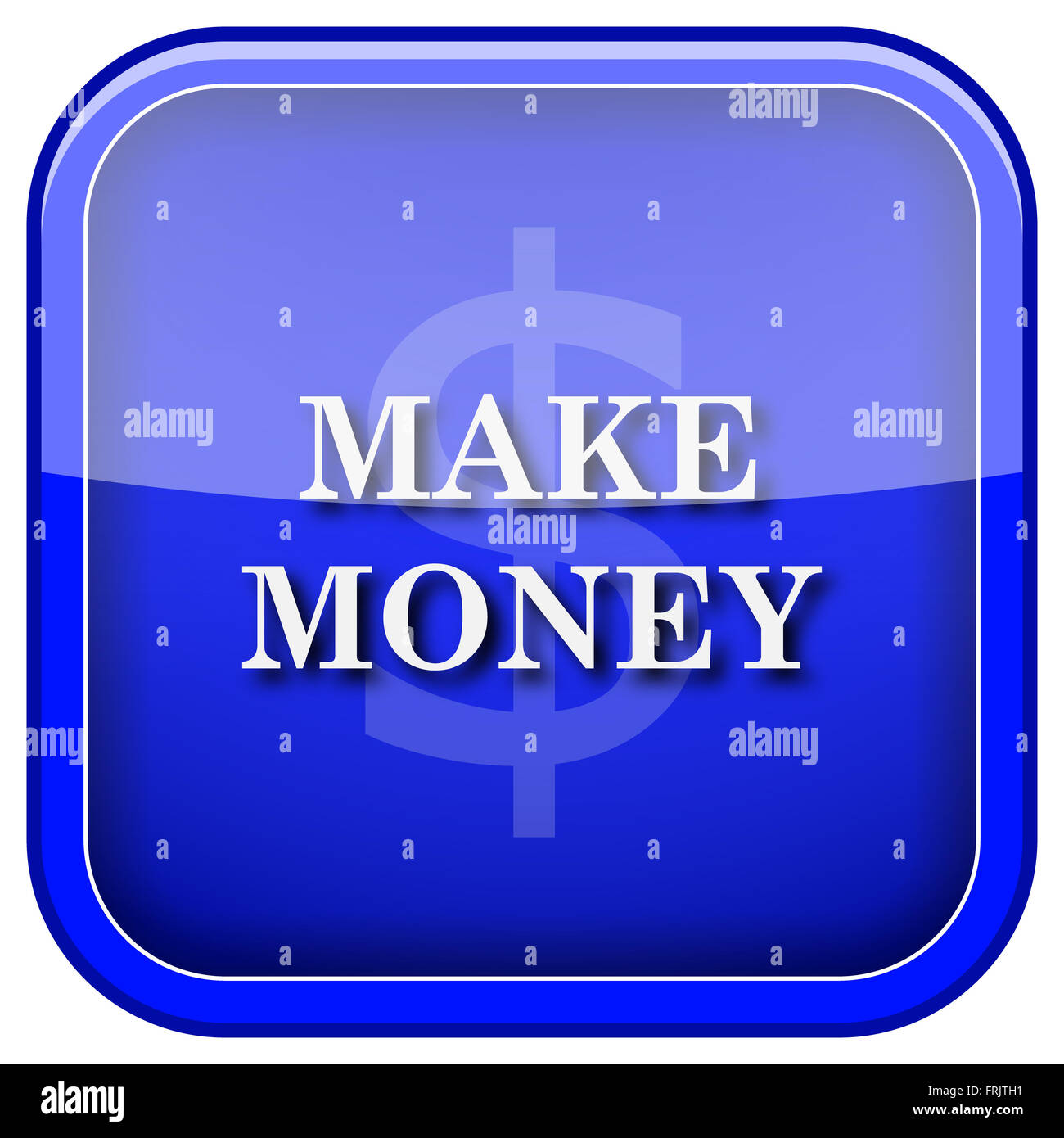 Square shiny icon with white design on blue background Stock Photo - Alamy