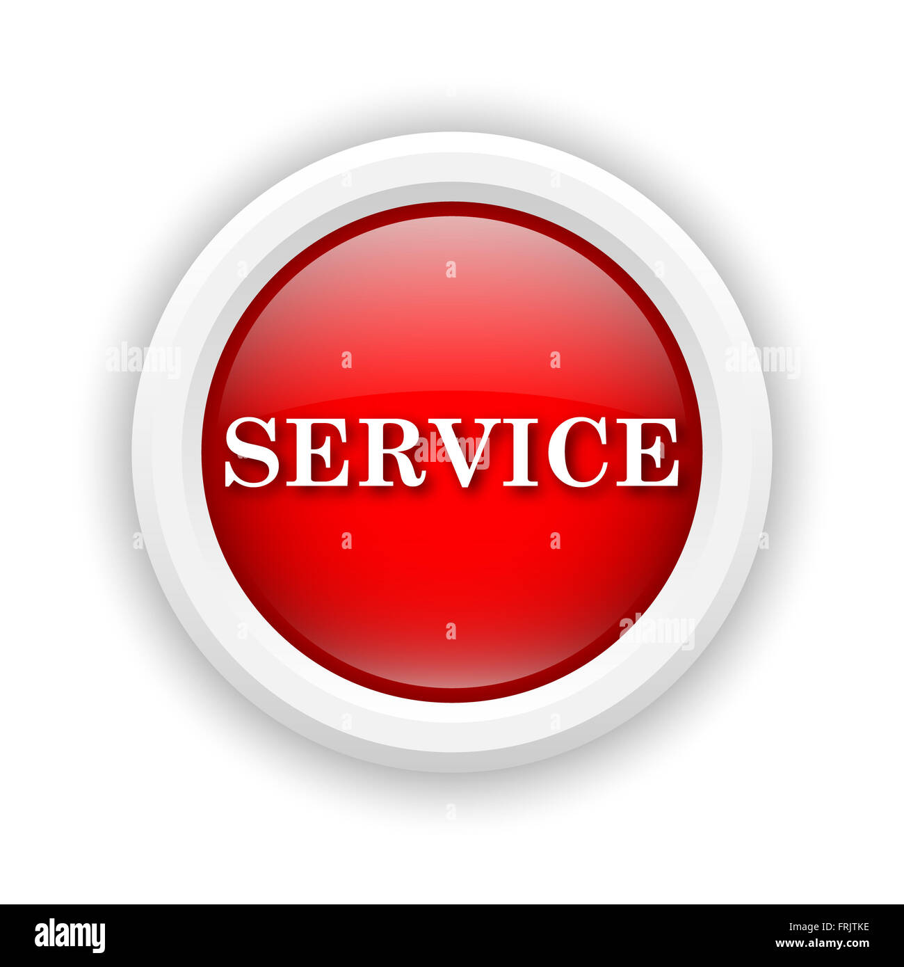 Round plastic icon with white design on red background Stock Photo - Alamy
