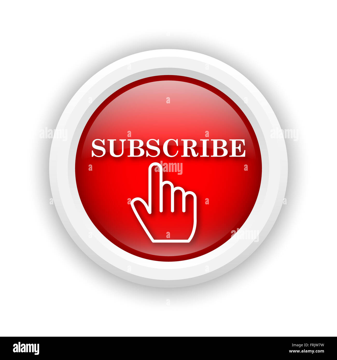 Subscribe now round red sticker hi-res stock photography and images - Alamy