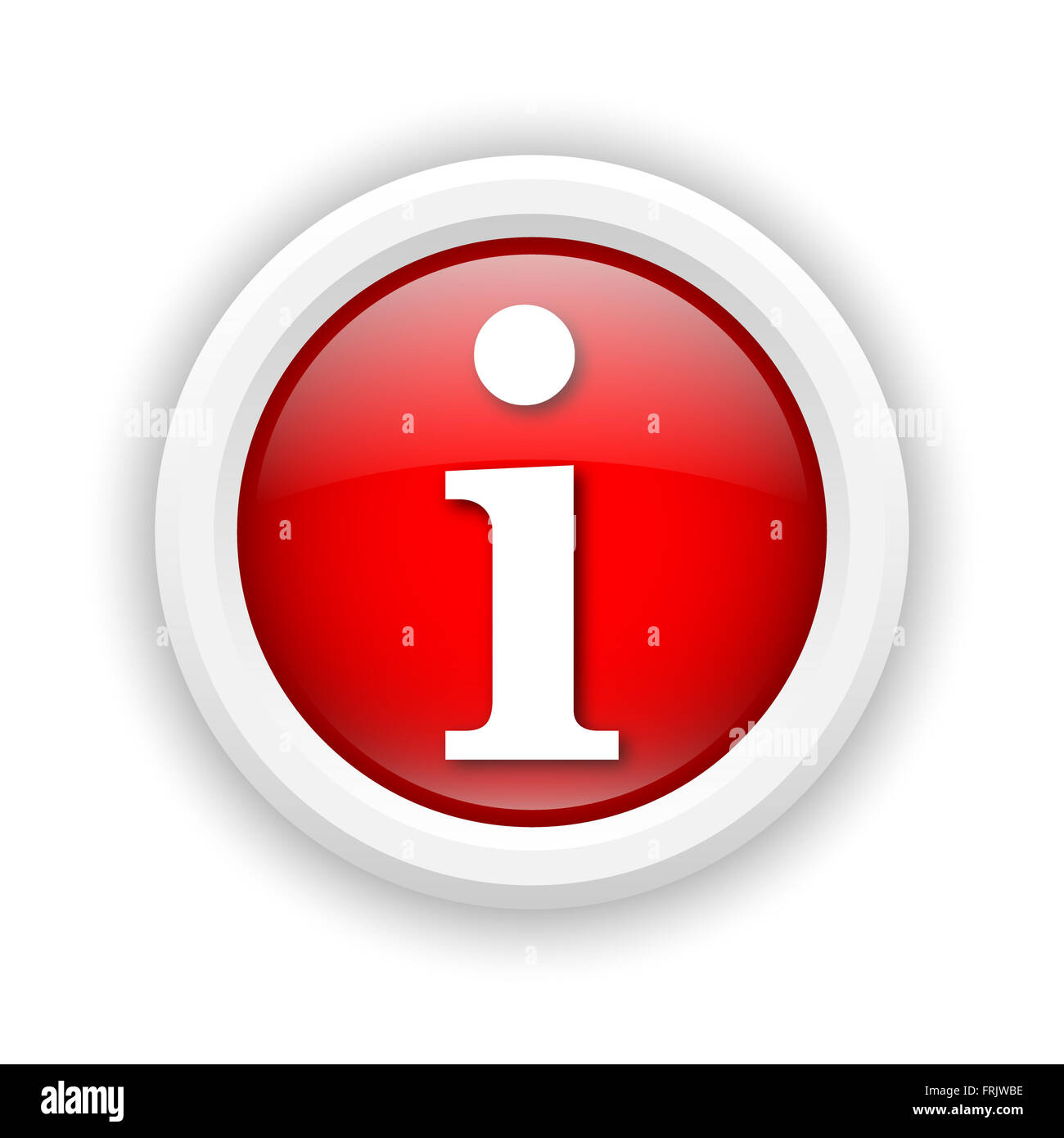 Round plastic icon with white design on red background Stock Photo - Alamy