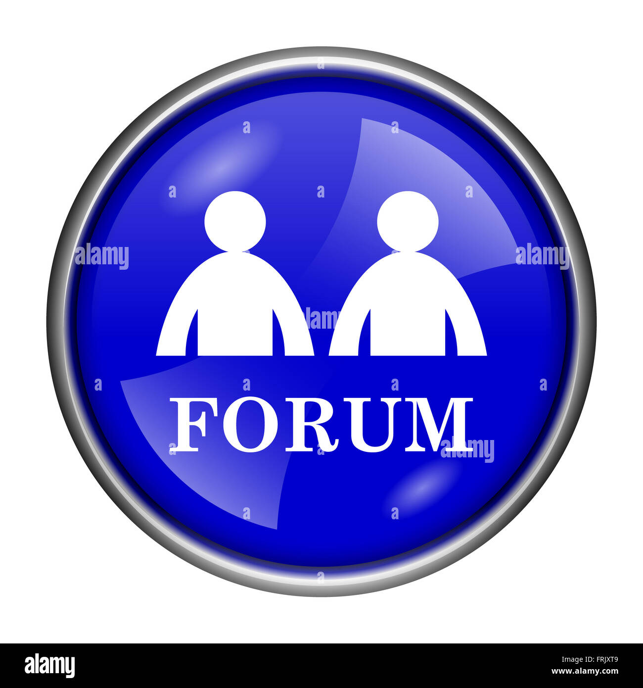 Round glossy icon with white design on blue background Stock Photo - Alamy