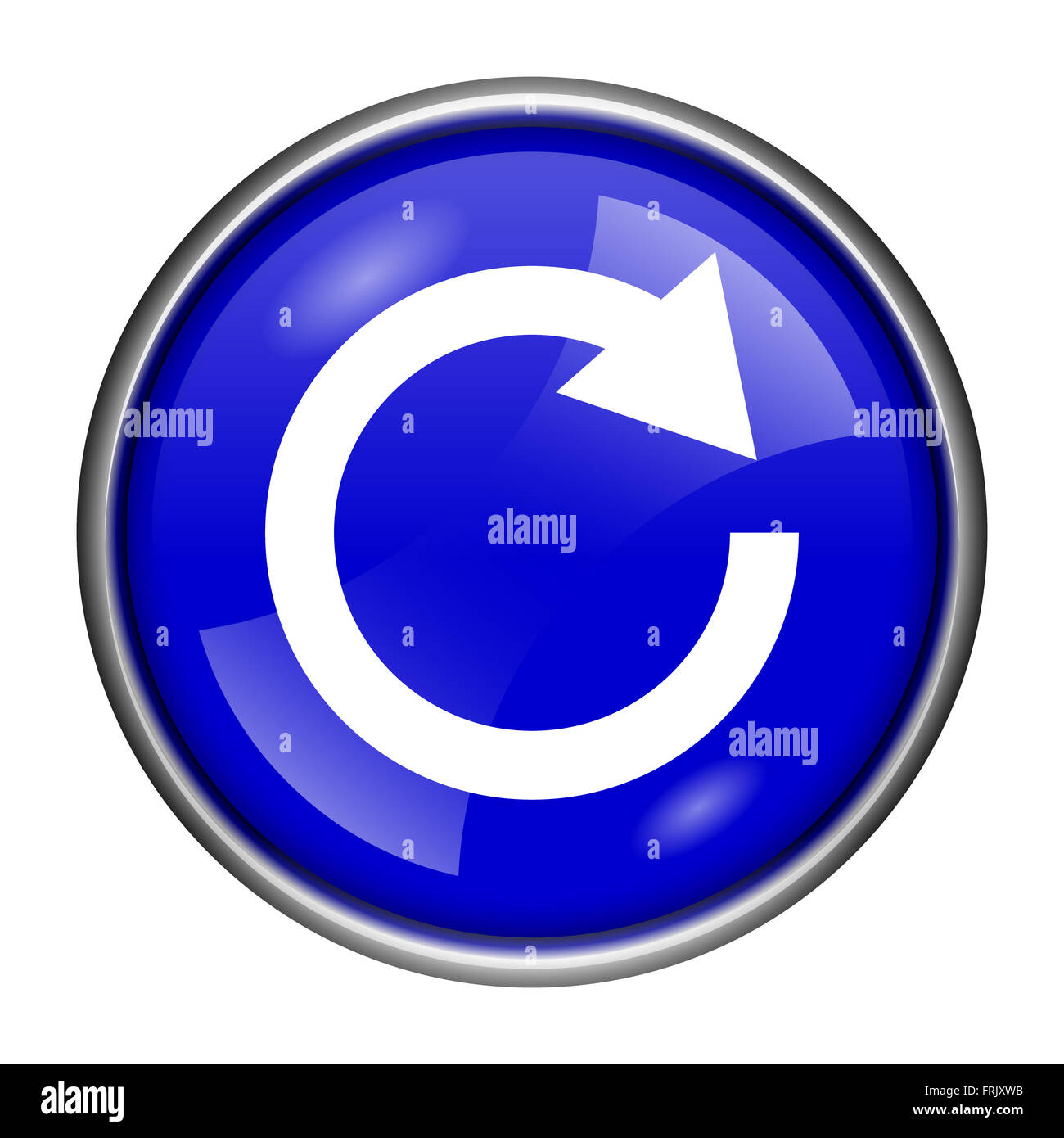 Round glossy icon with white design on blue background Stock Photo - Alamy