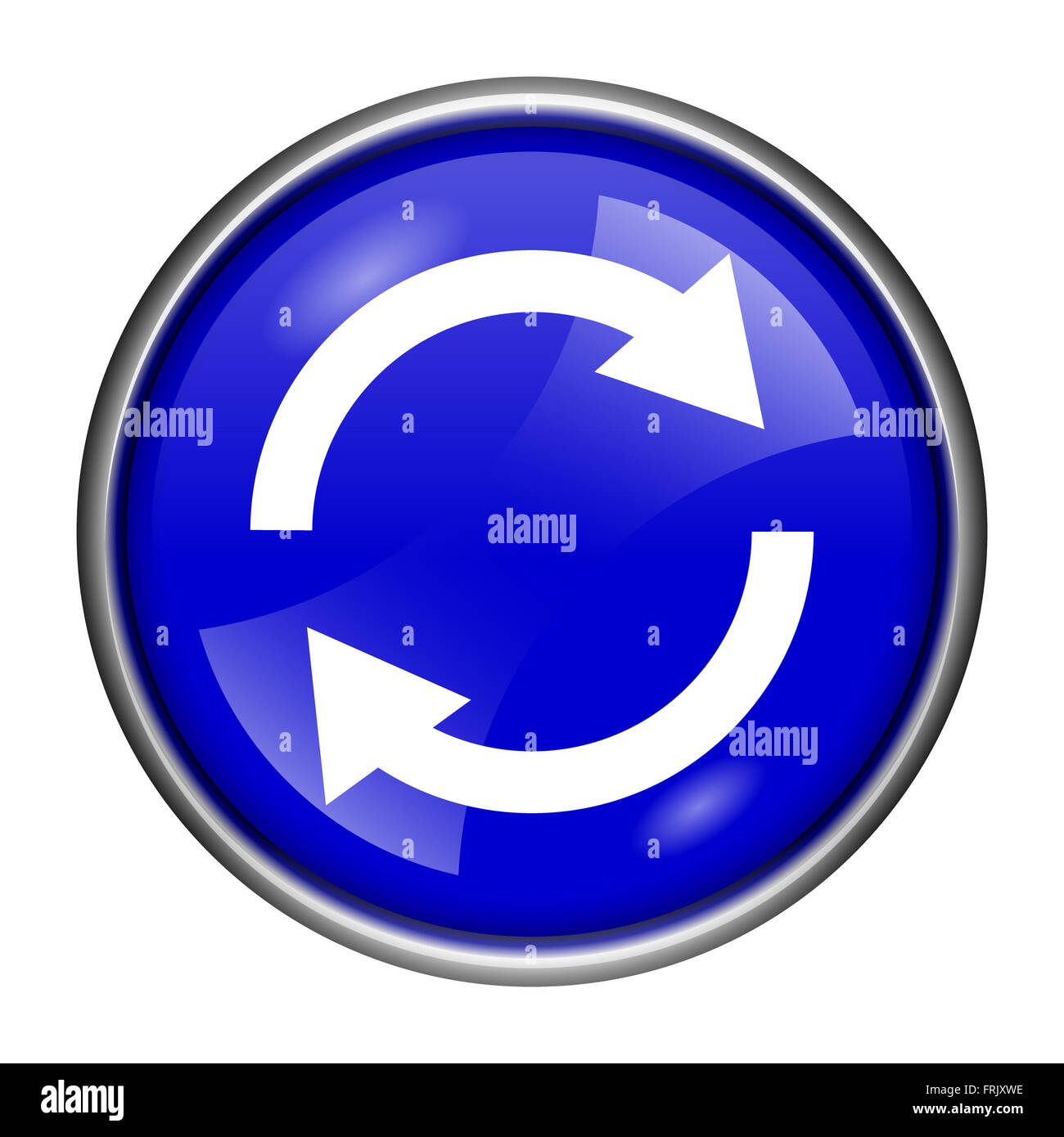 Round glossy icon with white design on blue background Stock Photo - Alamy