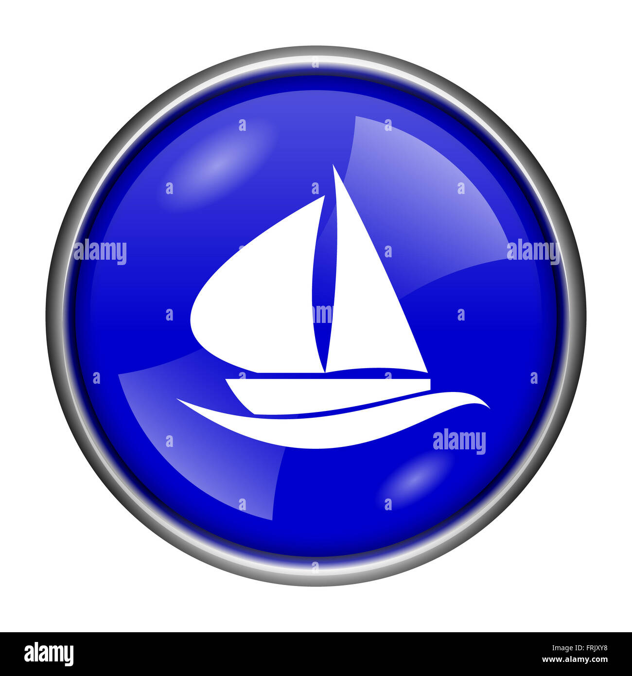 Round glossy icon with white design on blue background Stock Photo - Alamy