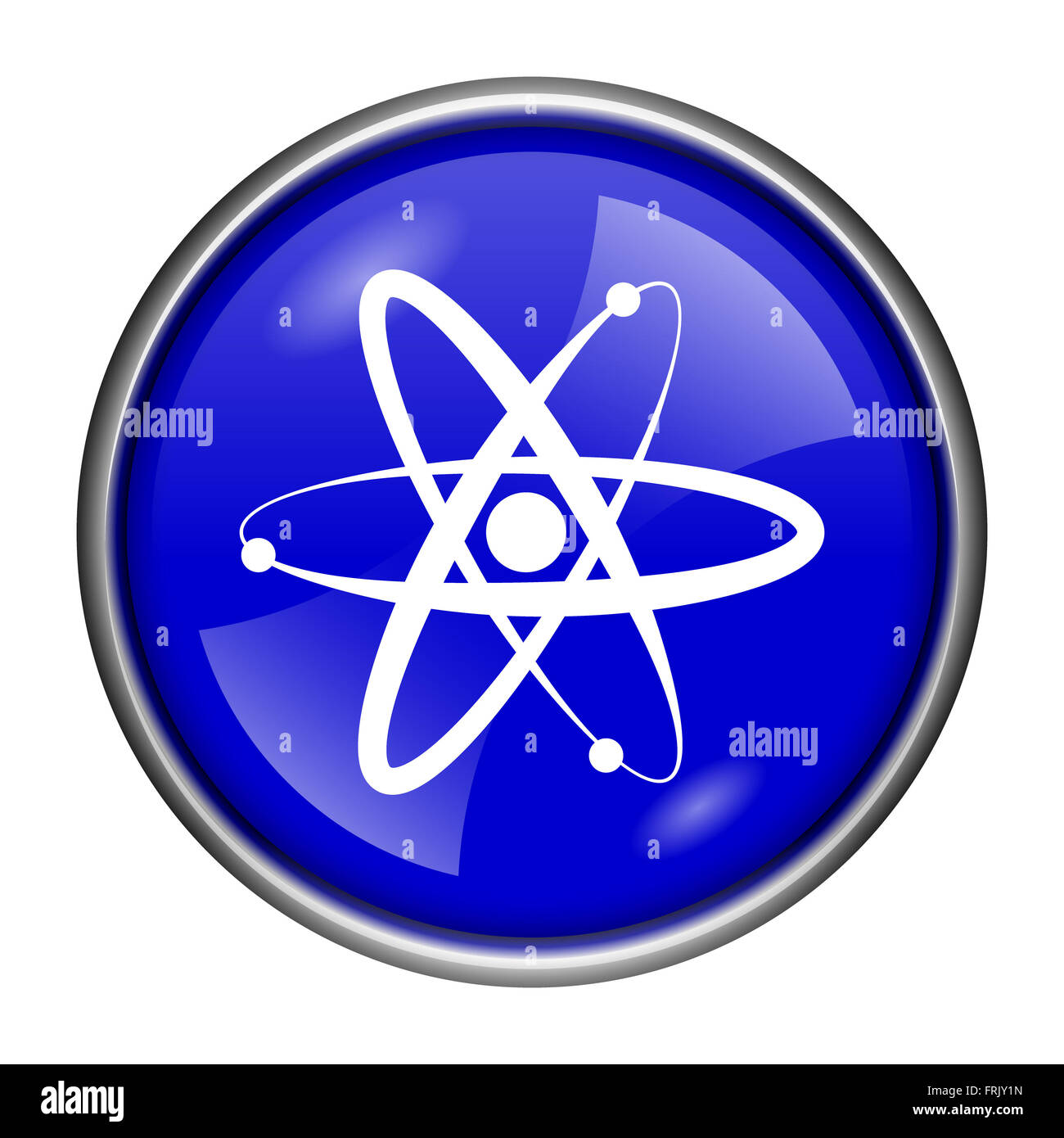 Round glossy icon with white design on blue background Stock Photo - Alamy