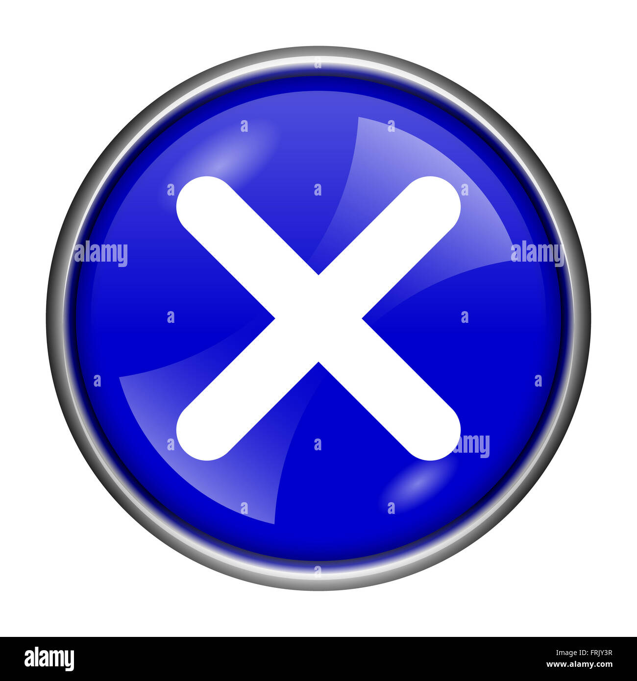 Round glossy icon with white design on blue background Stock Photo - Alamy