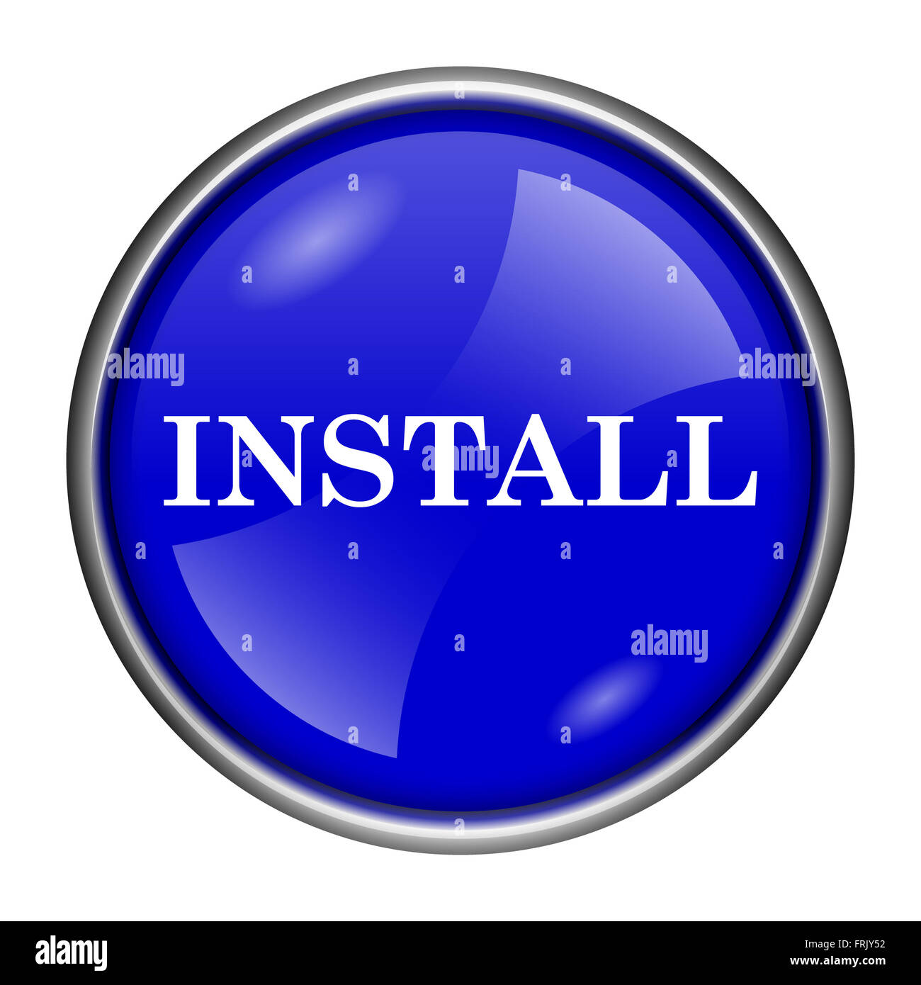 Round glossy icon with white design on blue background Stock Photo - Alamy