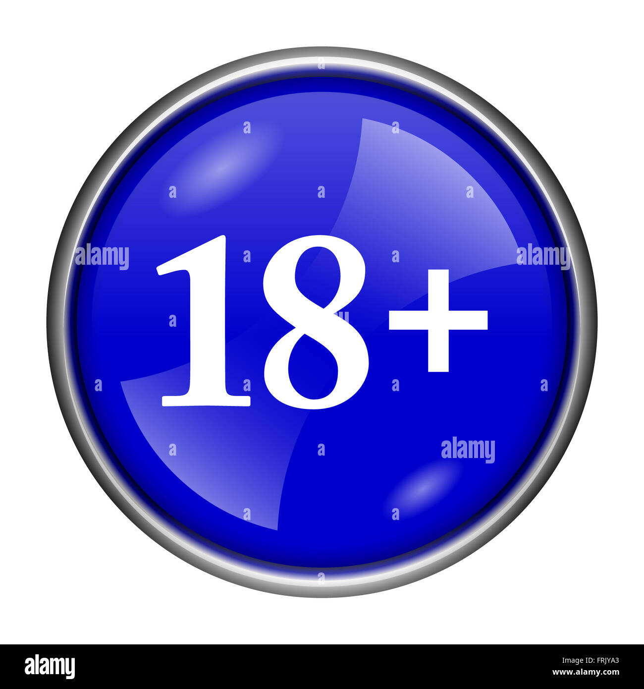 Round glossy icon with white design on blue background Stock Photo - Alamy