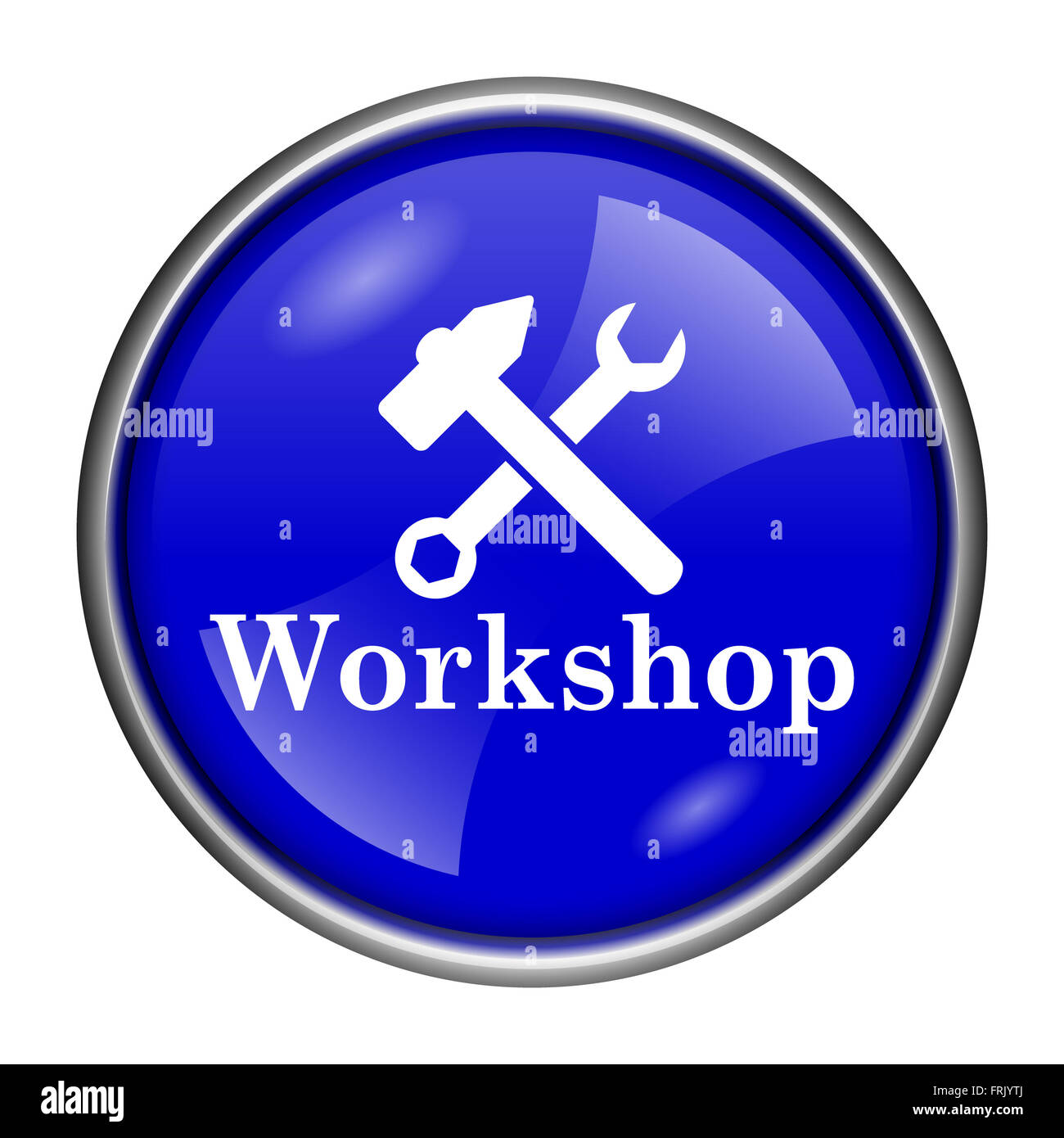 Blue shiny glossy icon on white background Stock Photo - Alamy