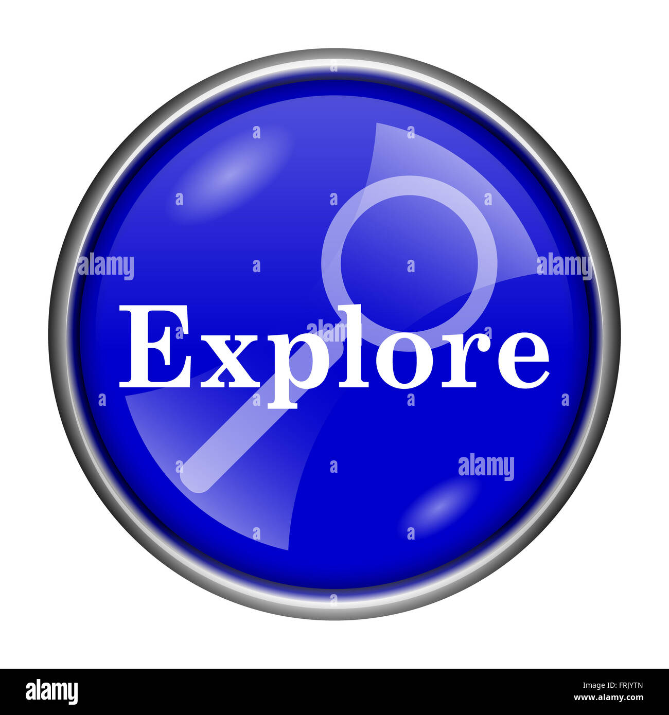 Blue shiny glossy icon on white background Stock Photo - Alamy