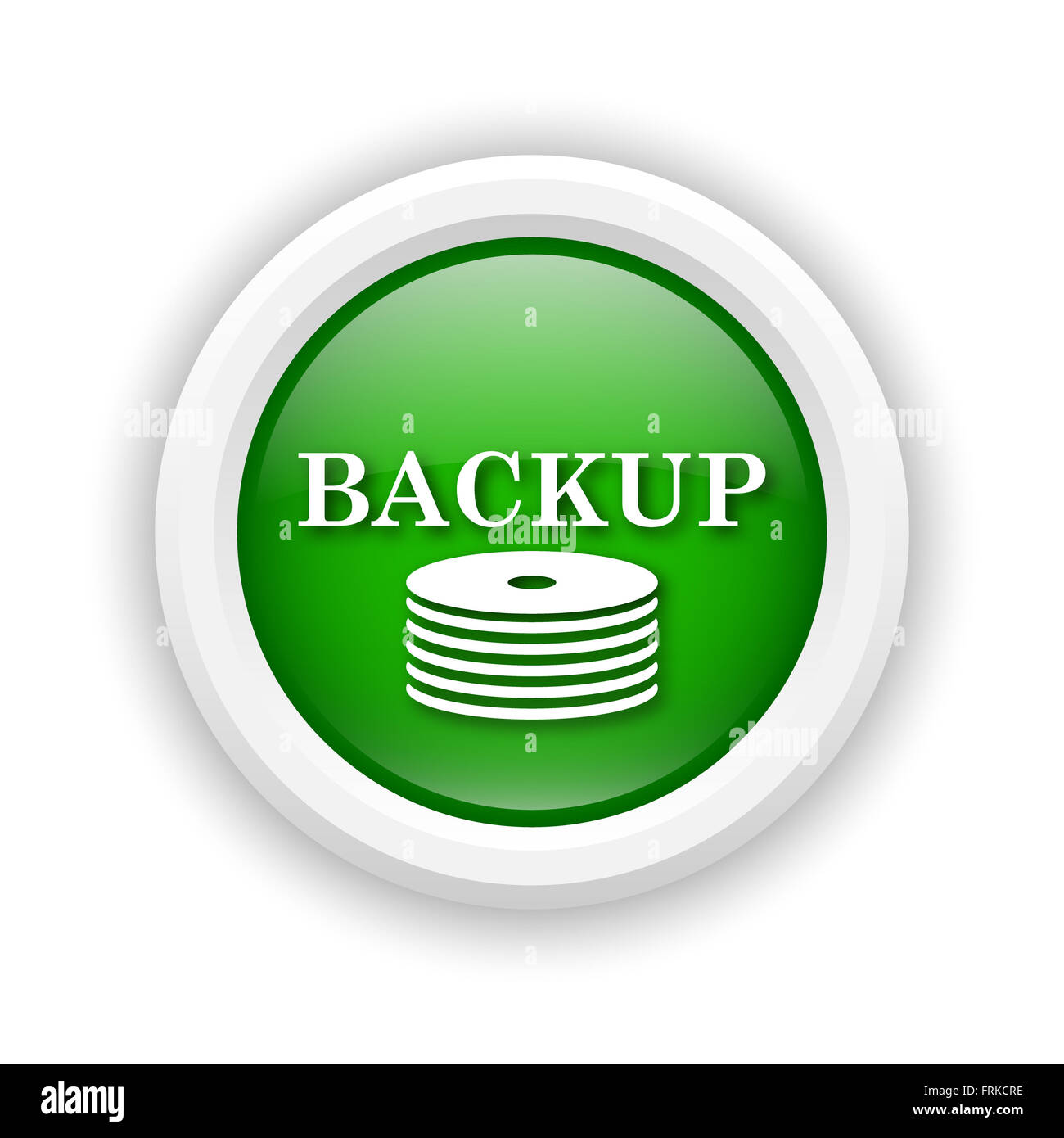Round plastic icon with white design on green background Stock Photo ...