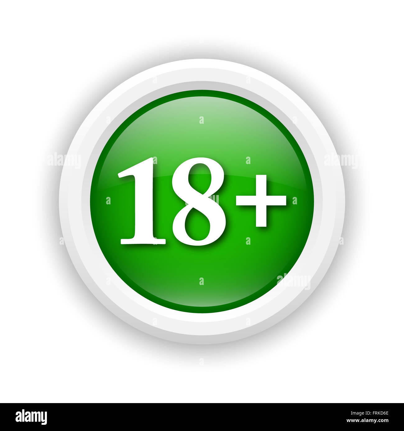 Round plastic icon with white design on green background Stock Photo ...