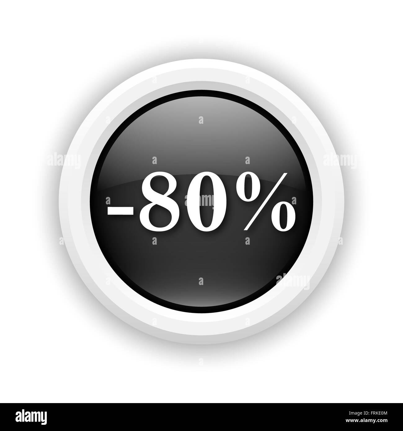 Round plastic icon with white design on black background Stock Photo