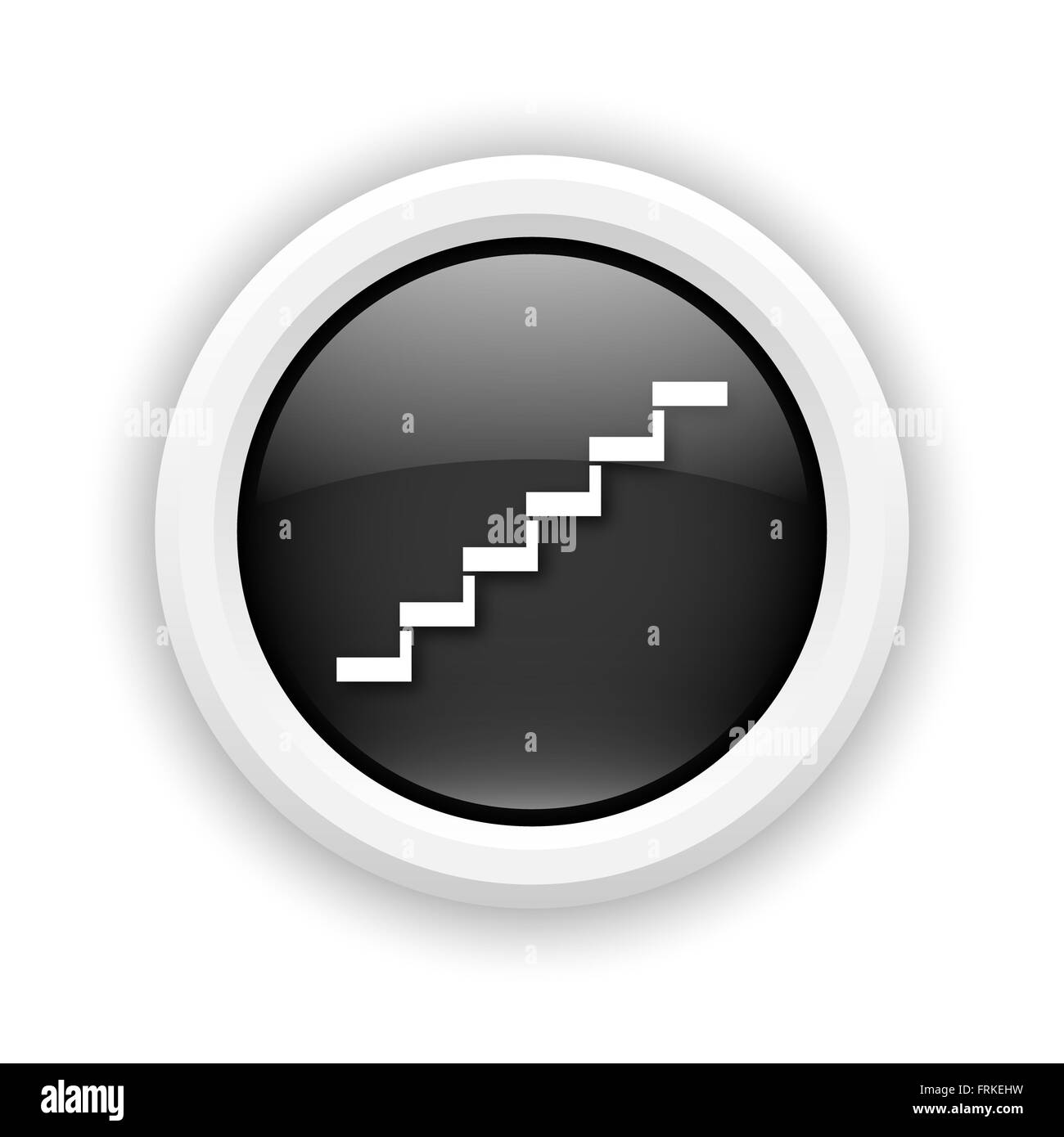 Round plastic icon with white design on black background Stock Photo