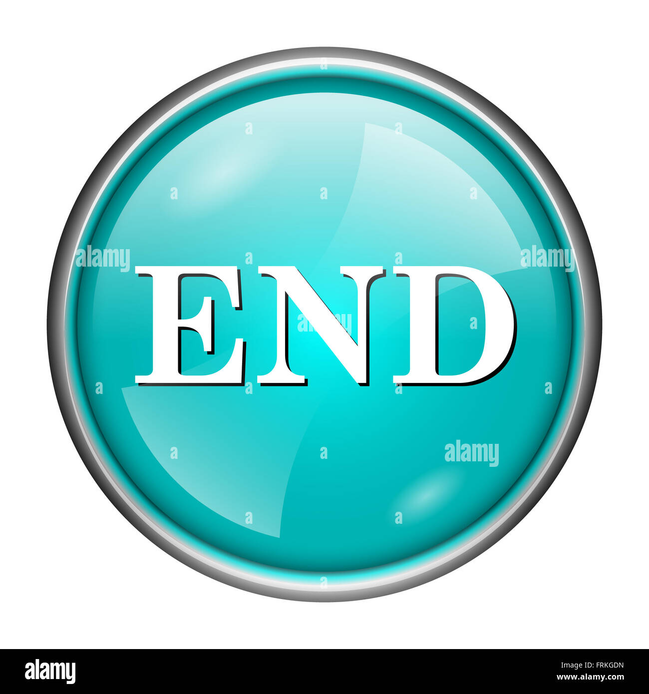 Round glossy icon with white design on aqua background Stock Photo - Alamy