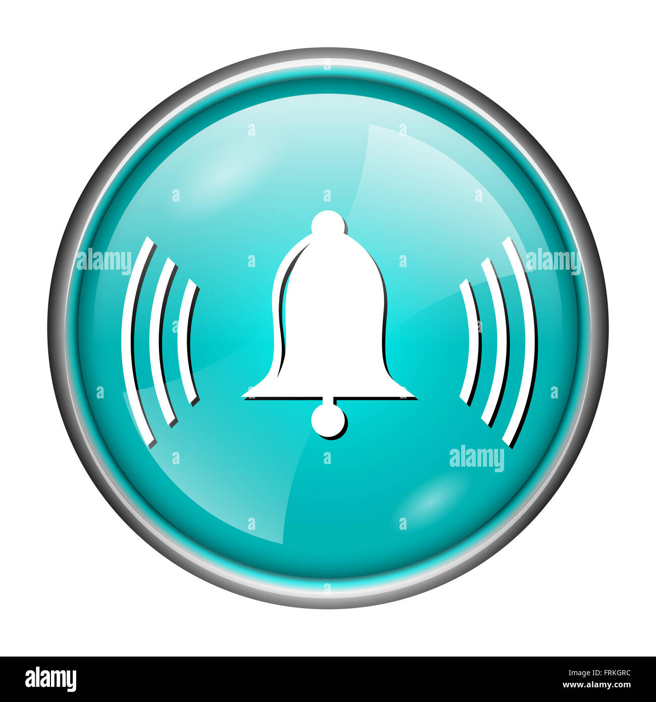 Round Glossy Icon With White Design On Aqua Background Stock Photo - Alamy