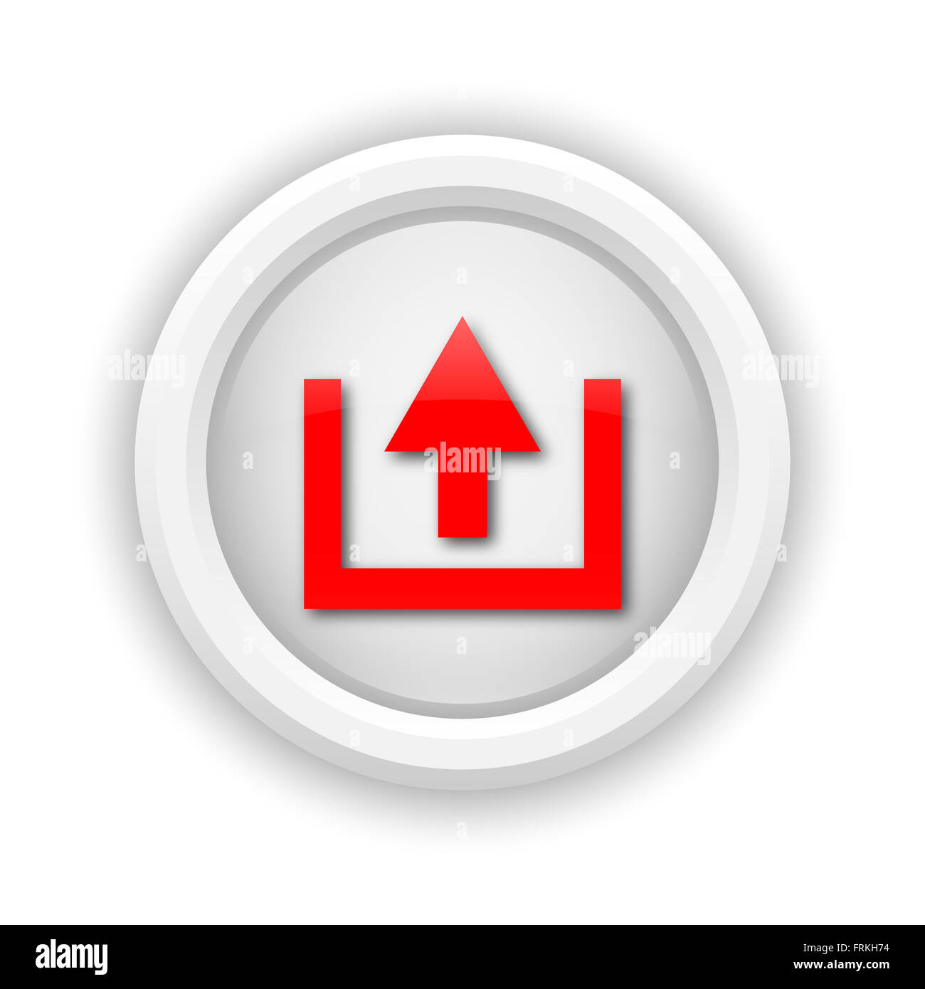 Round plastic icon with red design on white background Stock Photo - Alamy