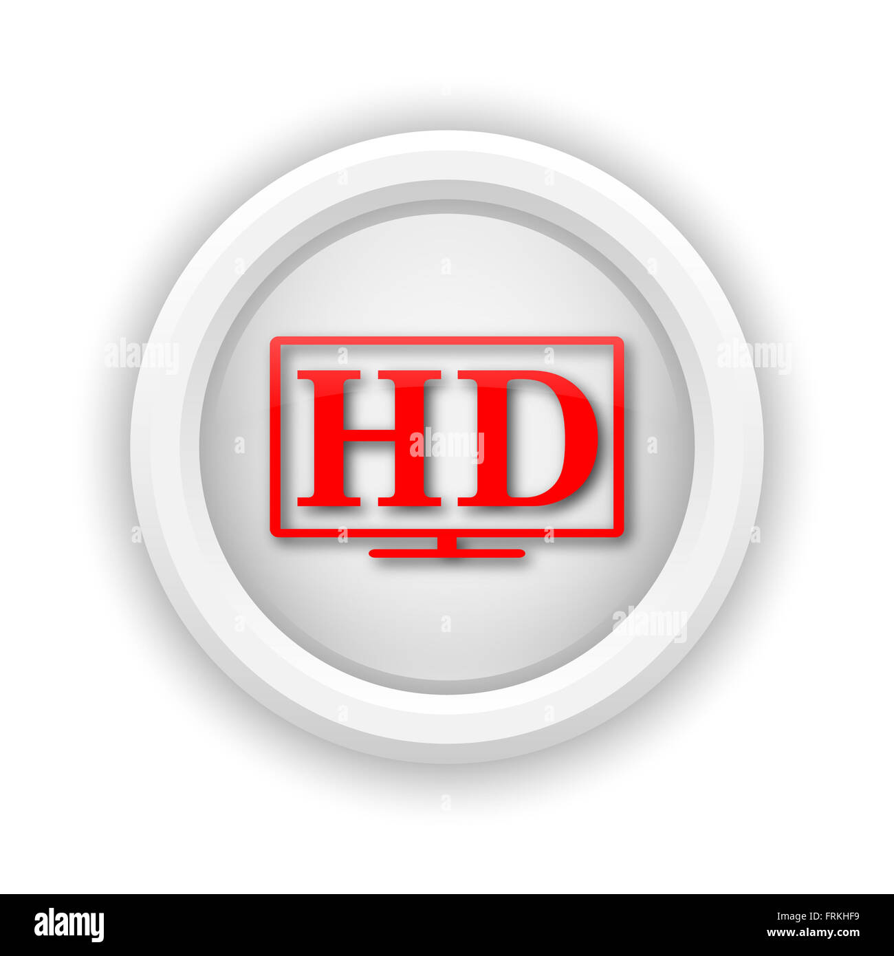 Round plastic icon with red design on white background Stock Photo - Alamy