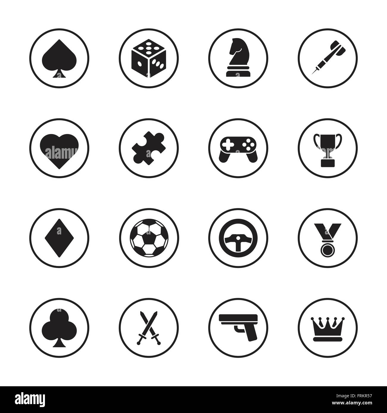 [EPS10] black flat game icon set with circle frame for web, UI, infographic and mobile apps Stock Vector