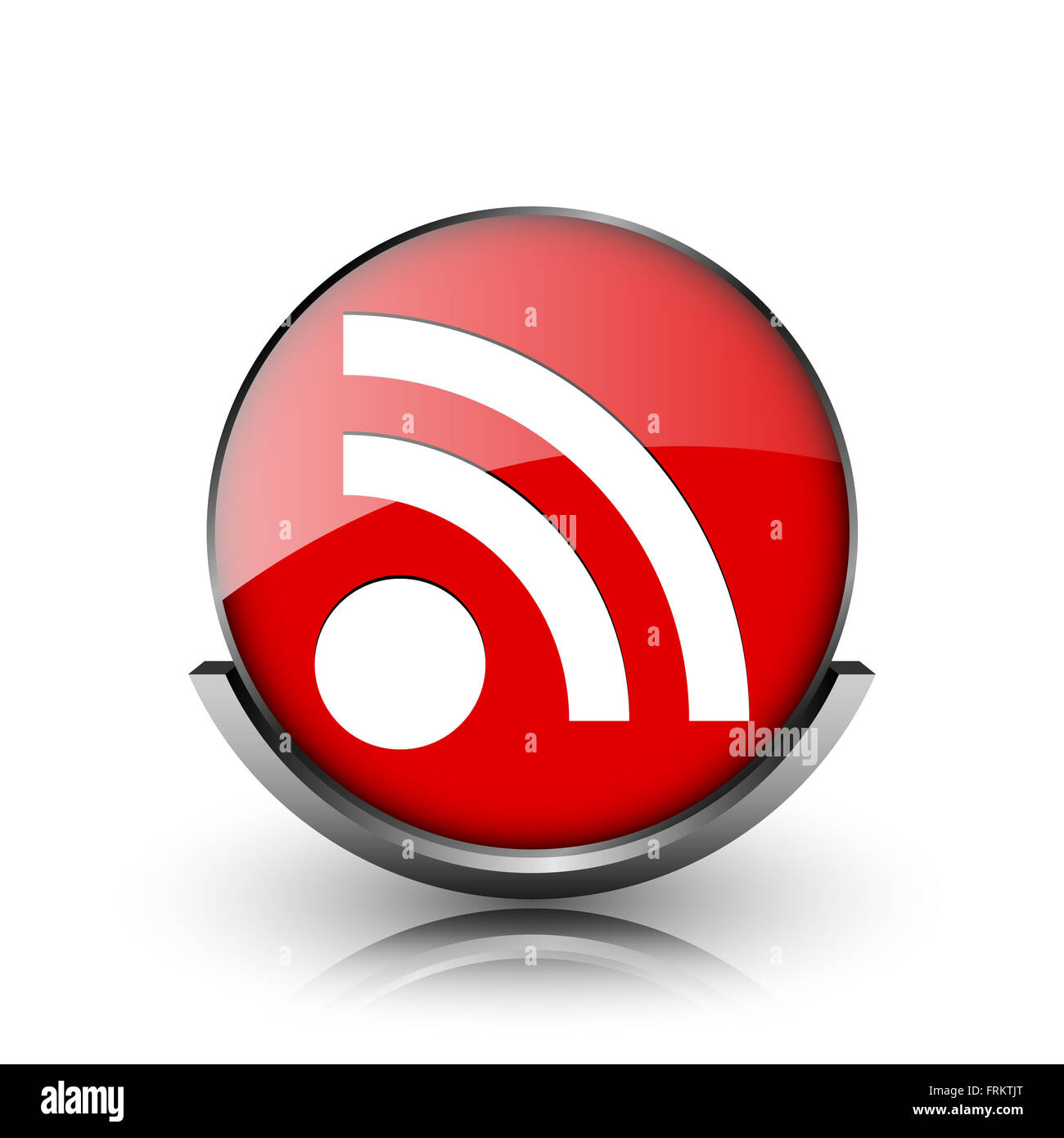 Red shiny glossy icon on white background Stock Photo - Alamy