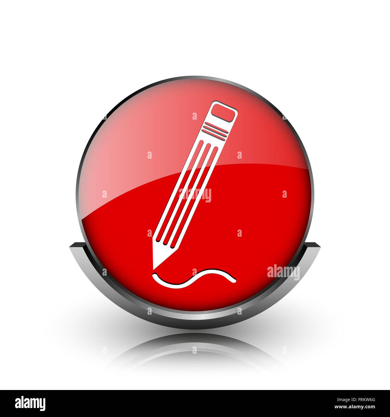 Red shiny glossy icon on white background Stock Photo - Alamy