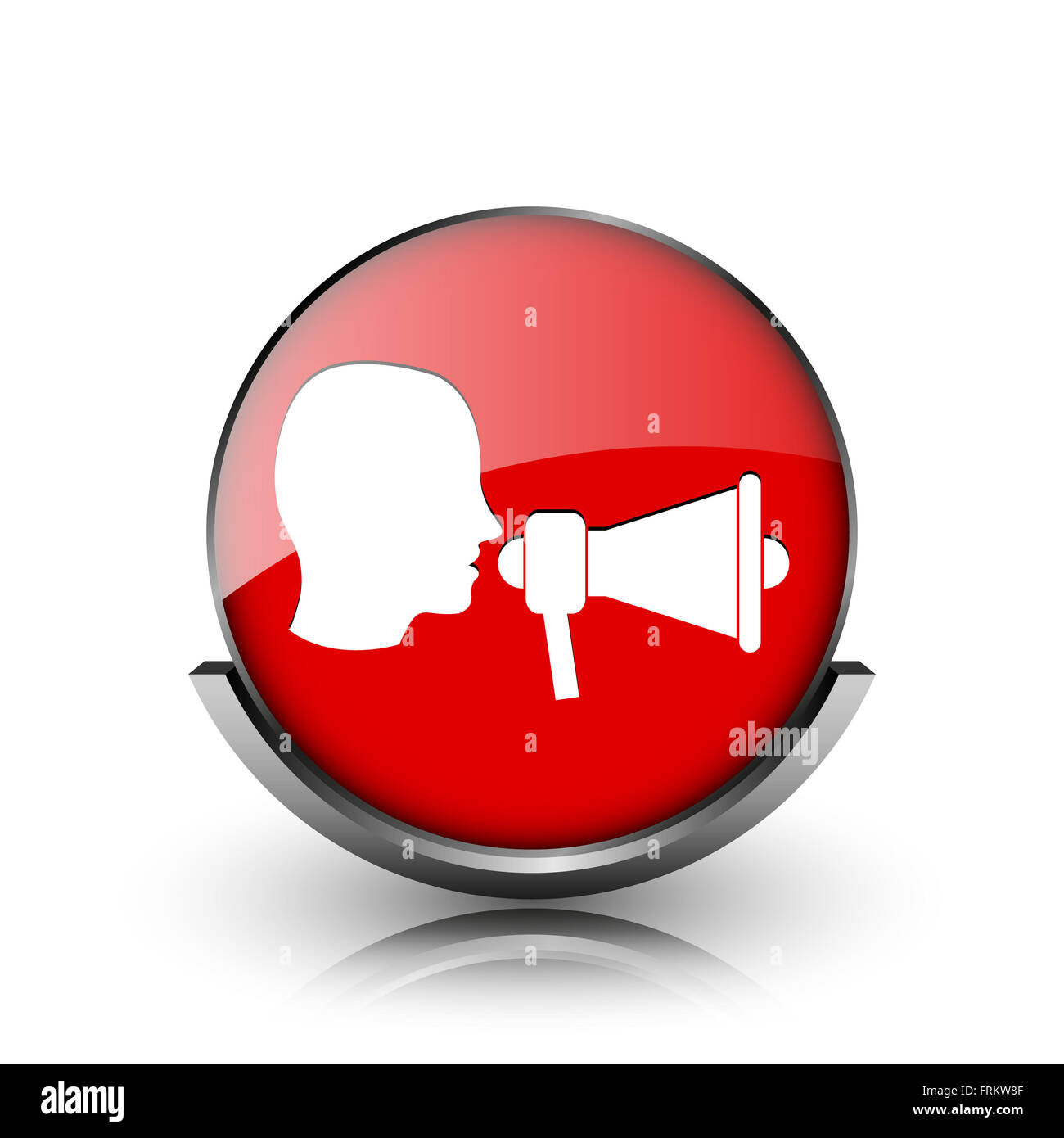 Red shiny glossy icon on white background Stock Photo - Alamy