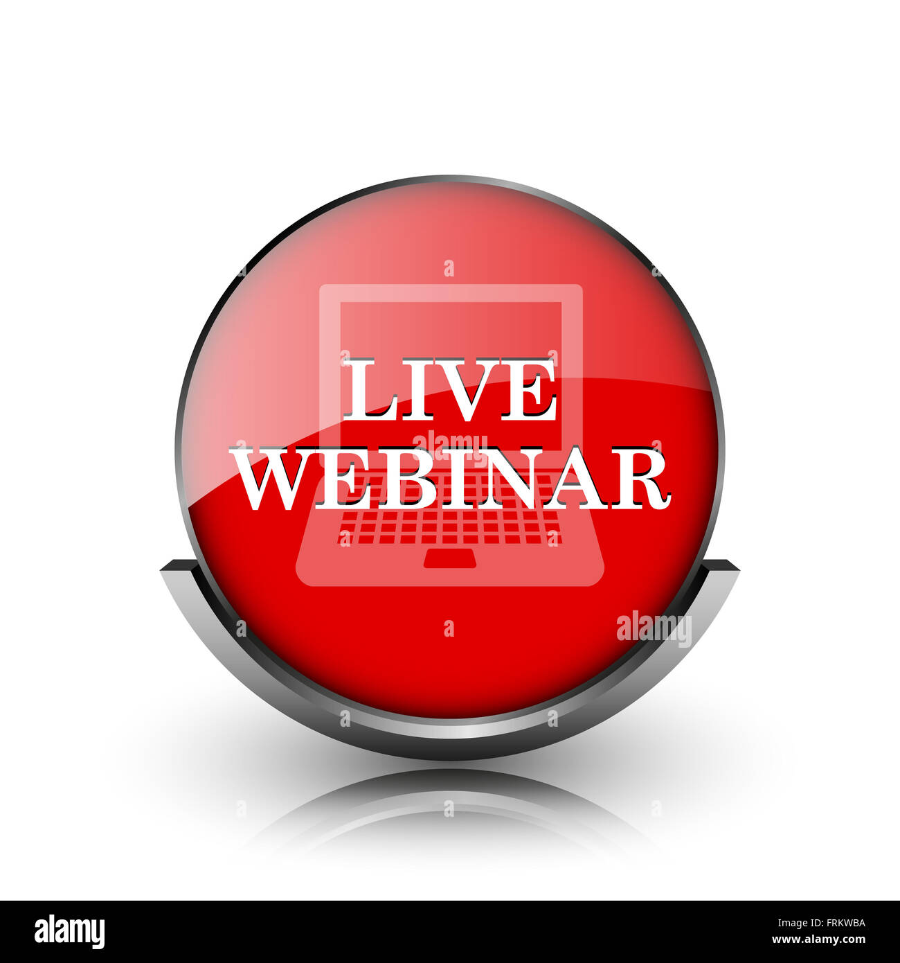 Red shiny glossy icon on white background Stock Photo - Alamy