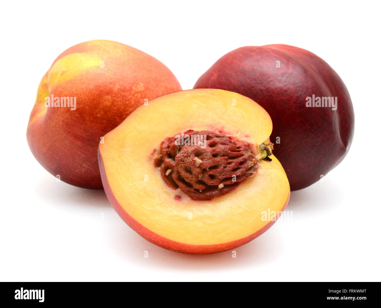 Ripe peaches isolated on white background Stock Photo - Alamy