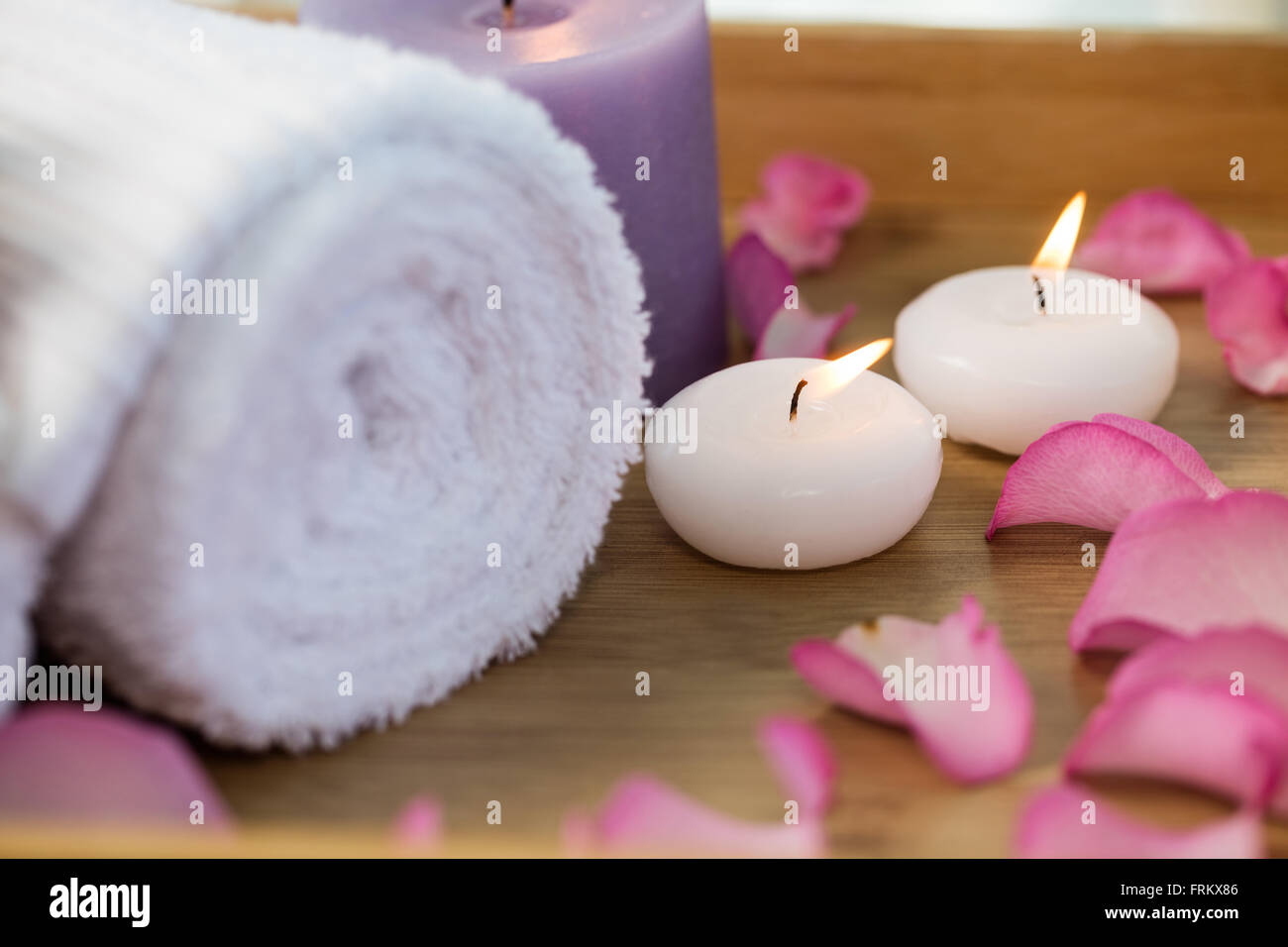 Tray of beauty therapy items Stock Photo