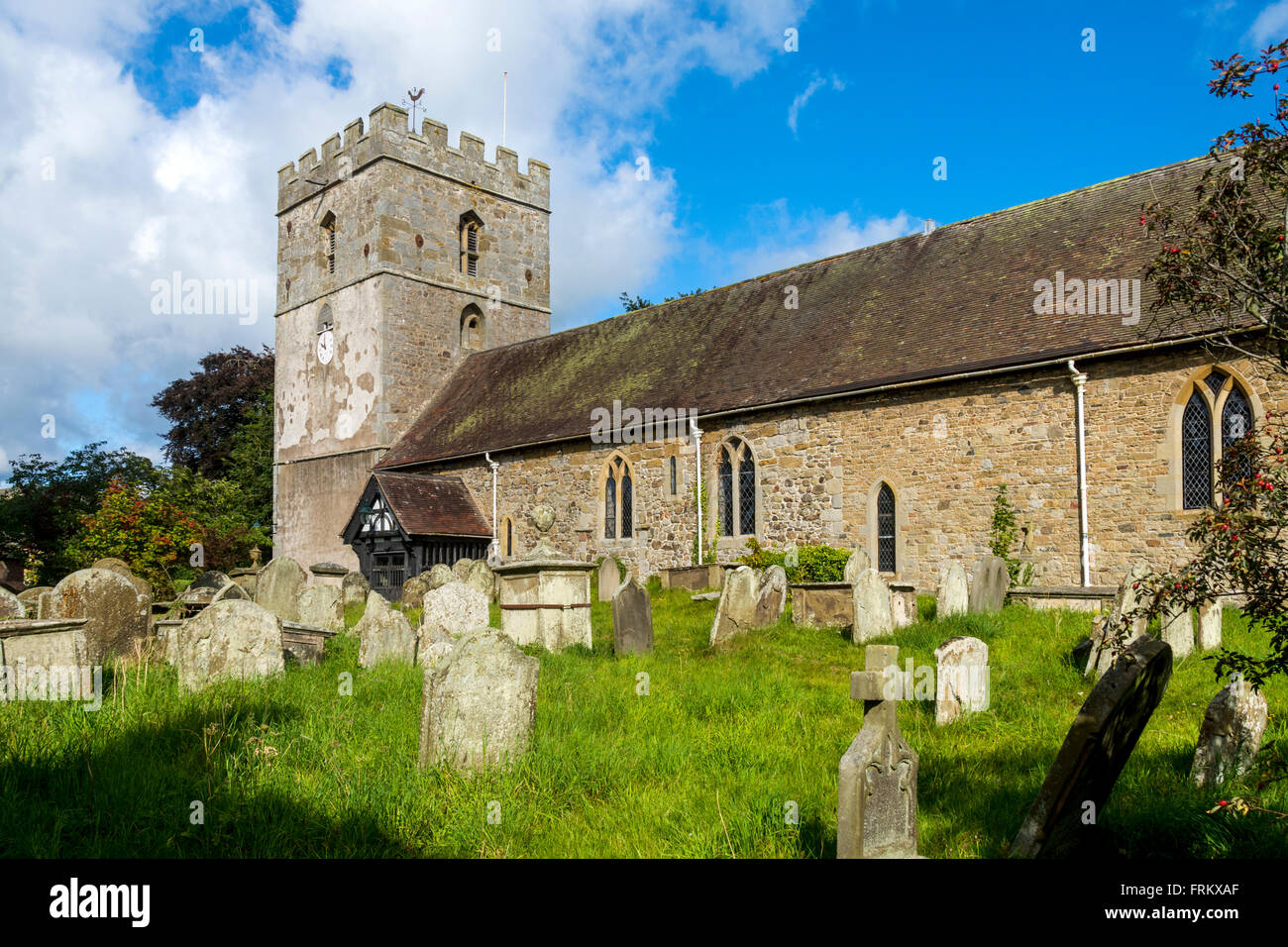 The church of St James (circa 12th century) in the village of Cardington, near Church Stretton, Shropshire, England, UK Stock Photo