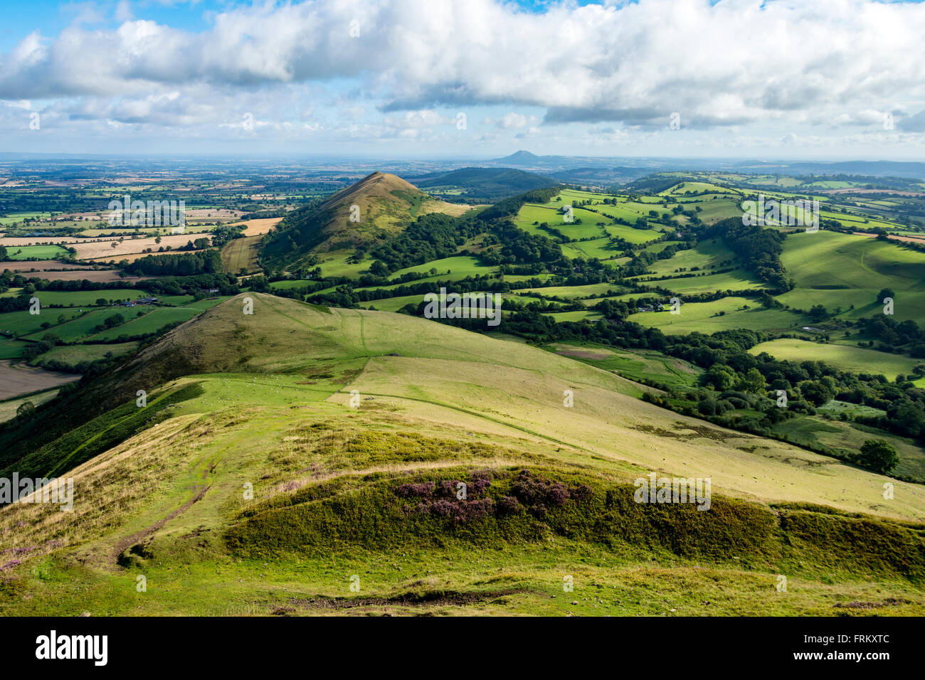 Remains of the ancient hill fort on the summit of Caer Caradoc Hill