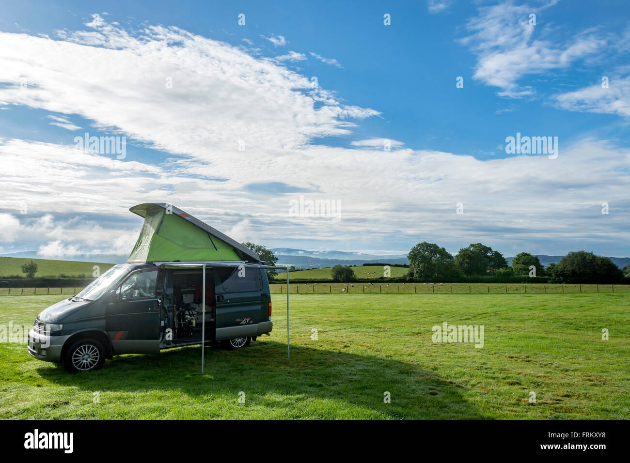 A Mazda Bongo campervan at a camp site near the village of Cardington, near Church Stretton, Shropshire, England, UK. Stock Photo