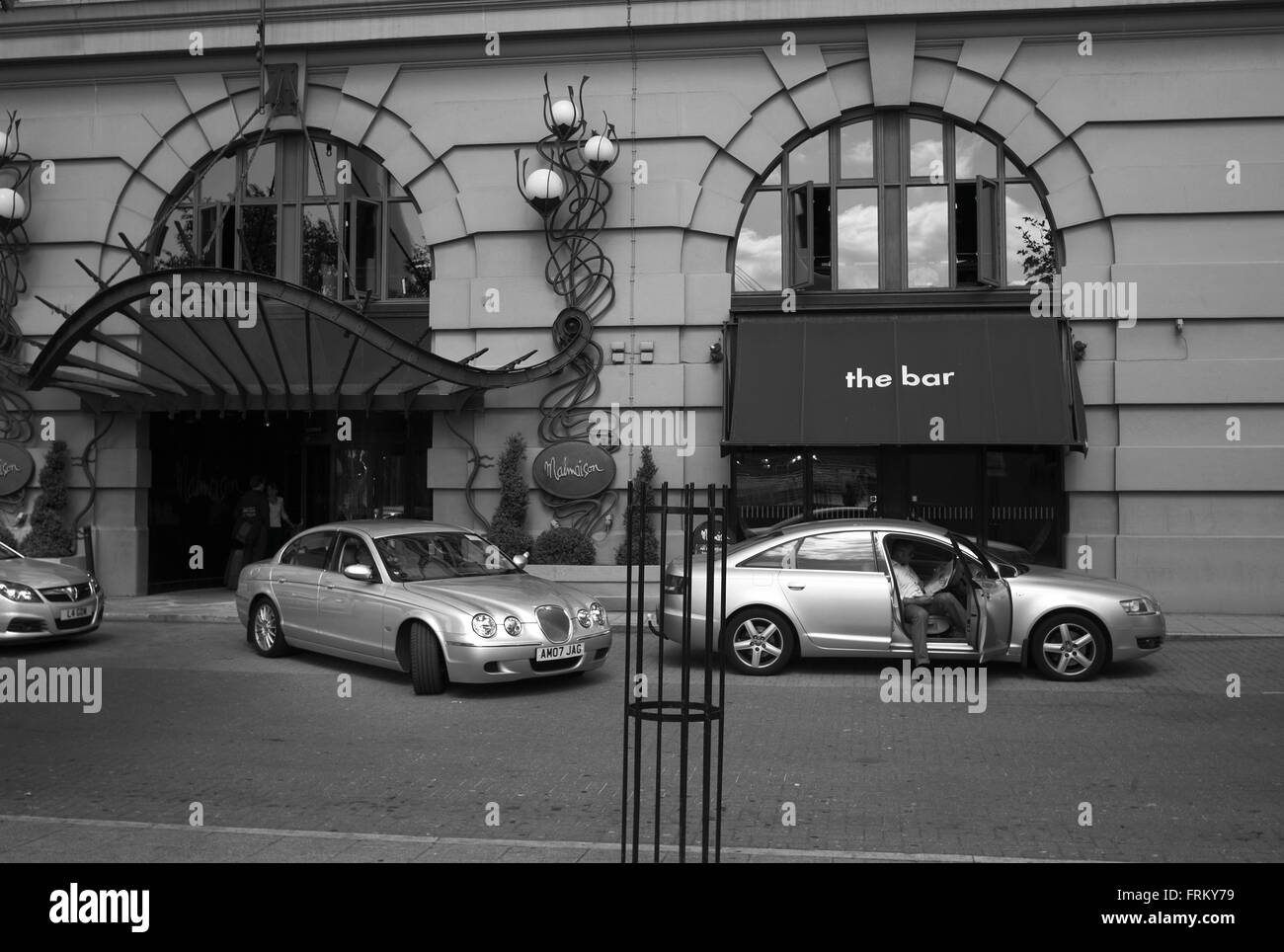 Taxis waiting outside Malmaison, Newcastle Gateshead quayside Stock Photo