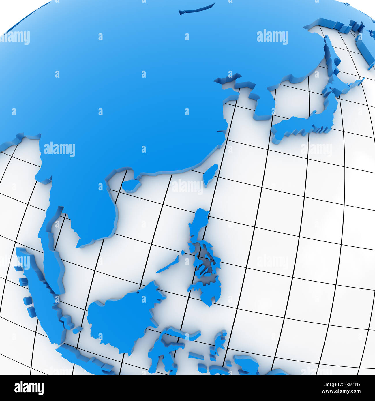 World map - Asia , This is a computer generated and 3d rendered image. Stock Photo