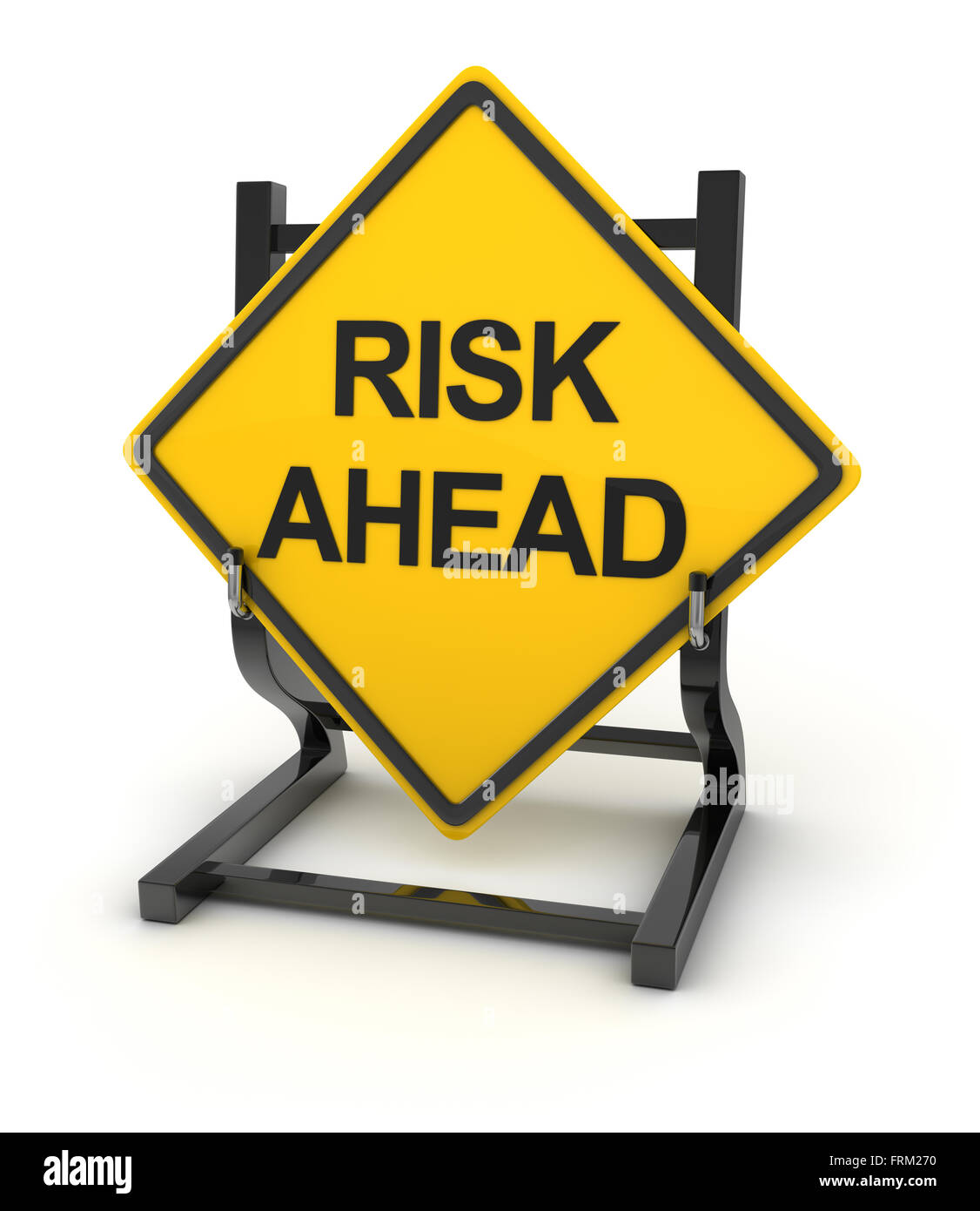 Road sign - risk ahead , 3d rendered image. Stock Photo