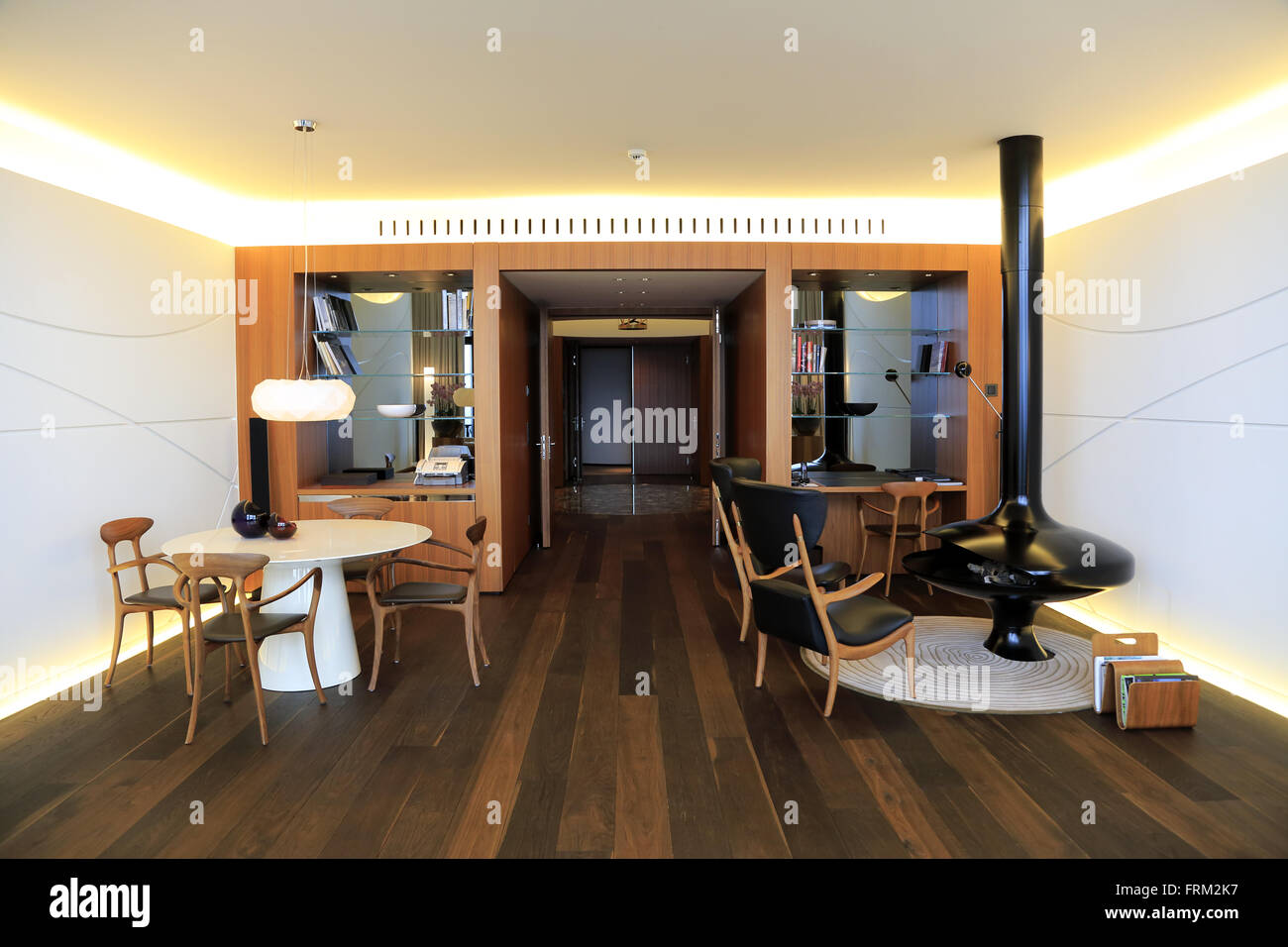 The interior view of the living room of Carezza Suite of Dolder Grand Hotel, Zurich, Switzerland Stock Photo