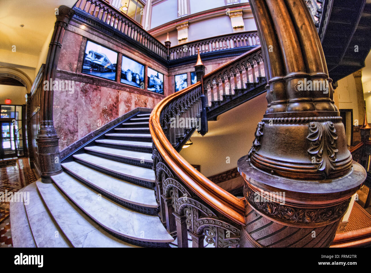 Grand staircase at the Hilton Inn Milwaukee Wisconsin Stock Photo