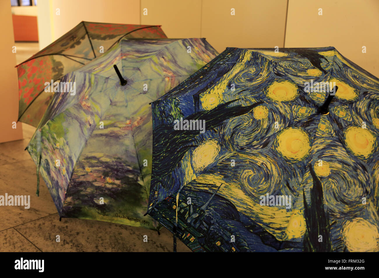 umbrellas with Van Gogh's painting on it for sale in gift shop of the Kunsthaus Zurich Fine Art