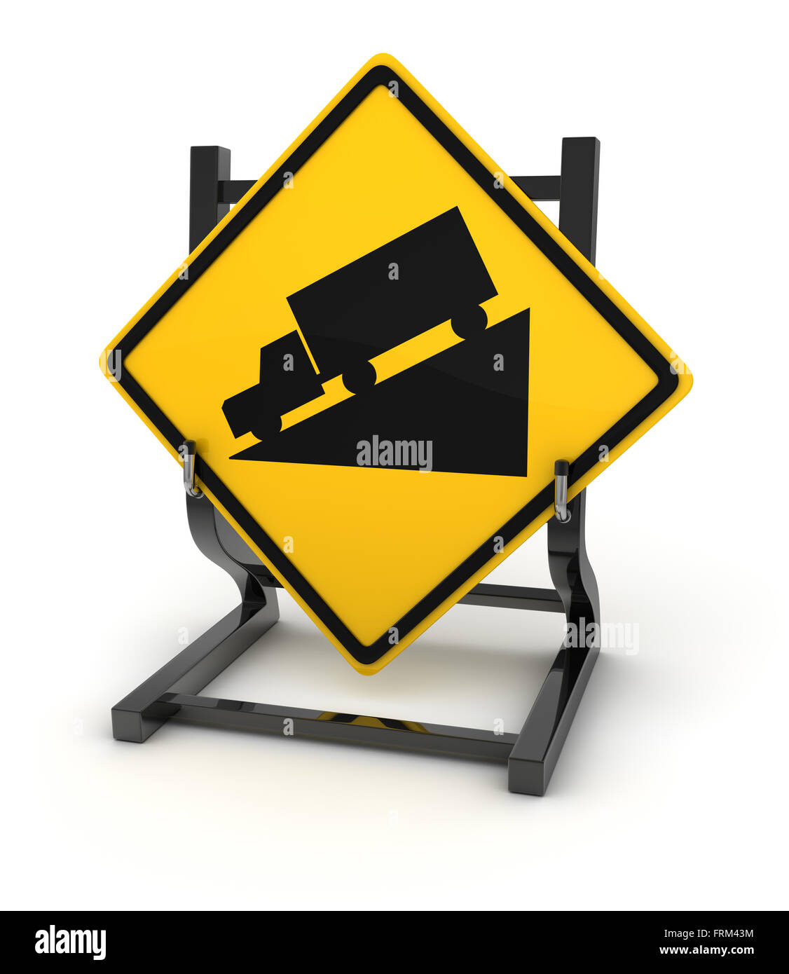 Road sign - ramp , This is a computer generated and 3d rendered picture. Stock Photo