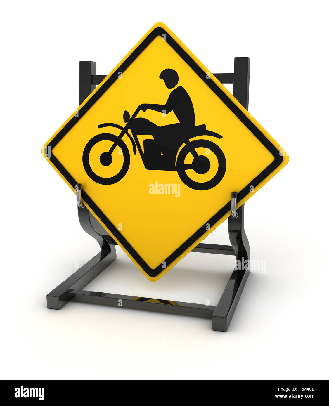 Road sign - motorbike , This is a computer generated and 3d rendered picture. Stock Photo