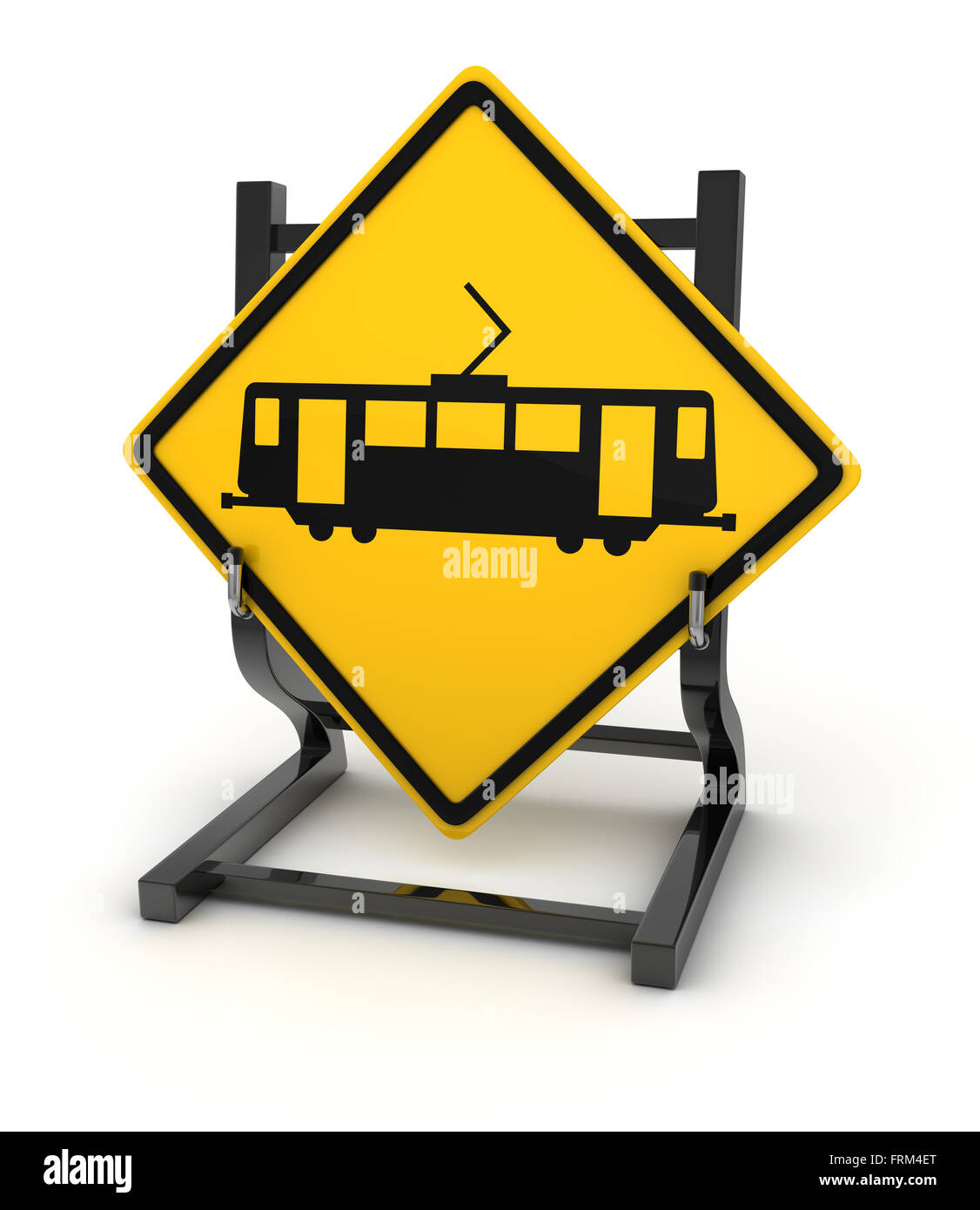 Road sign - train , This is a computer generated and 3d rendered picture. Stock Photo