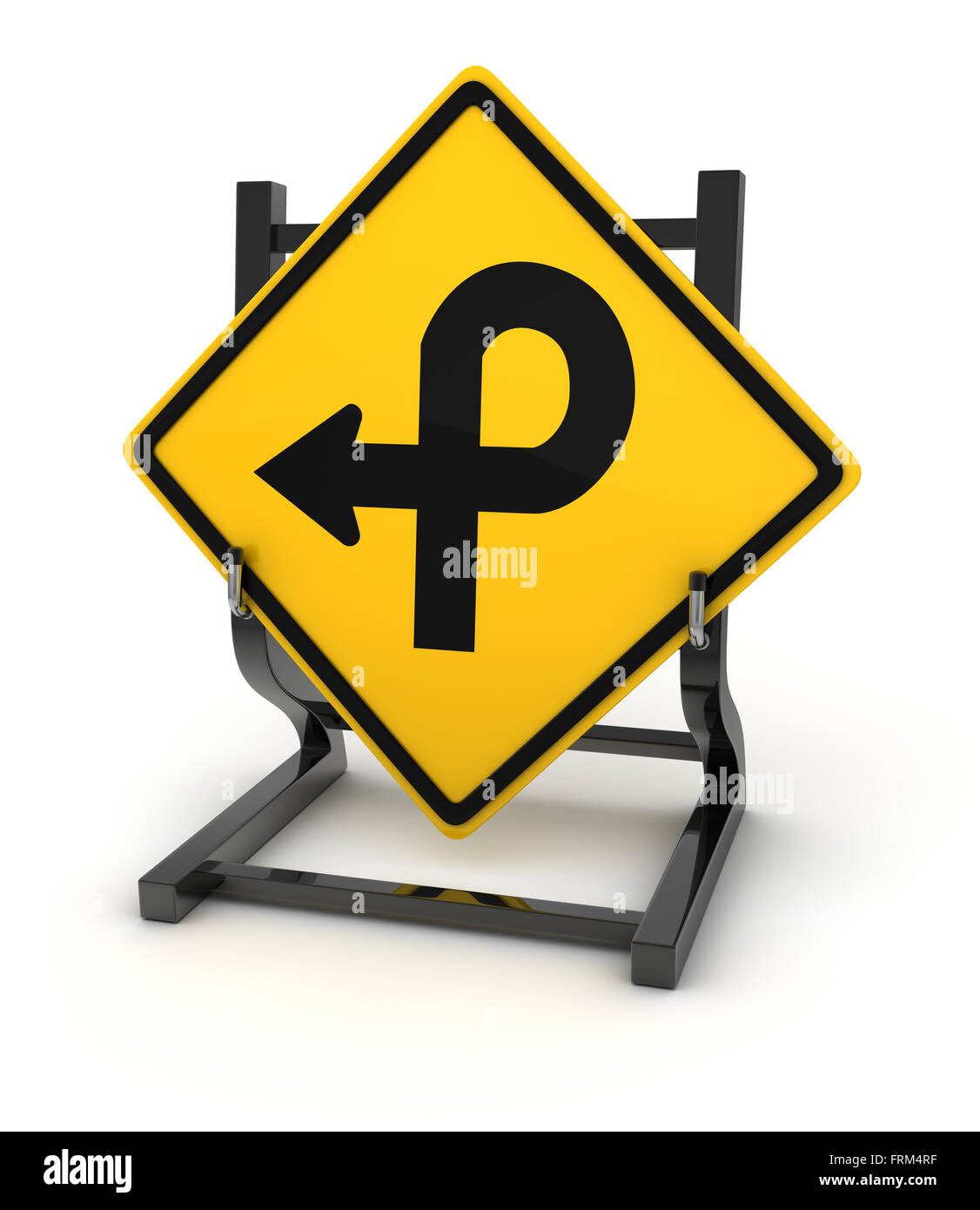 Road sign - crossroad , This is a computer generated and 3d rendered picture. Stock Photo