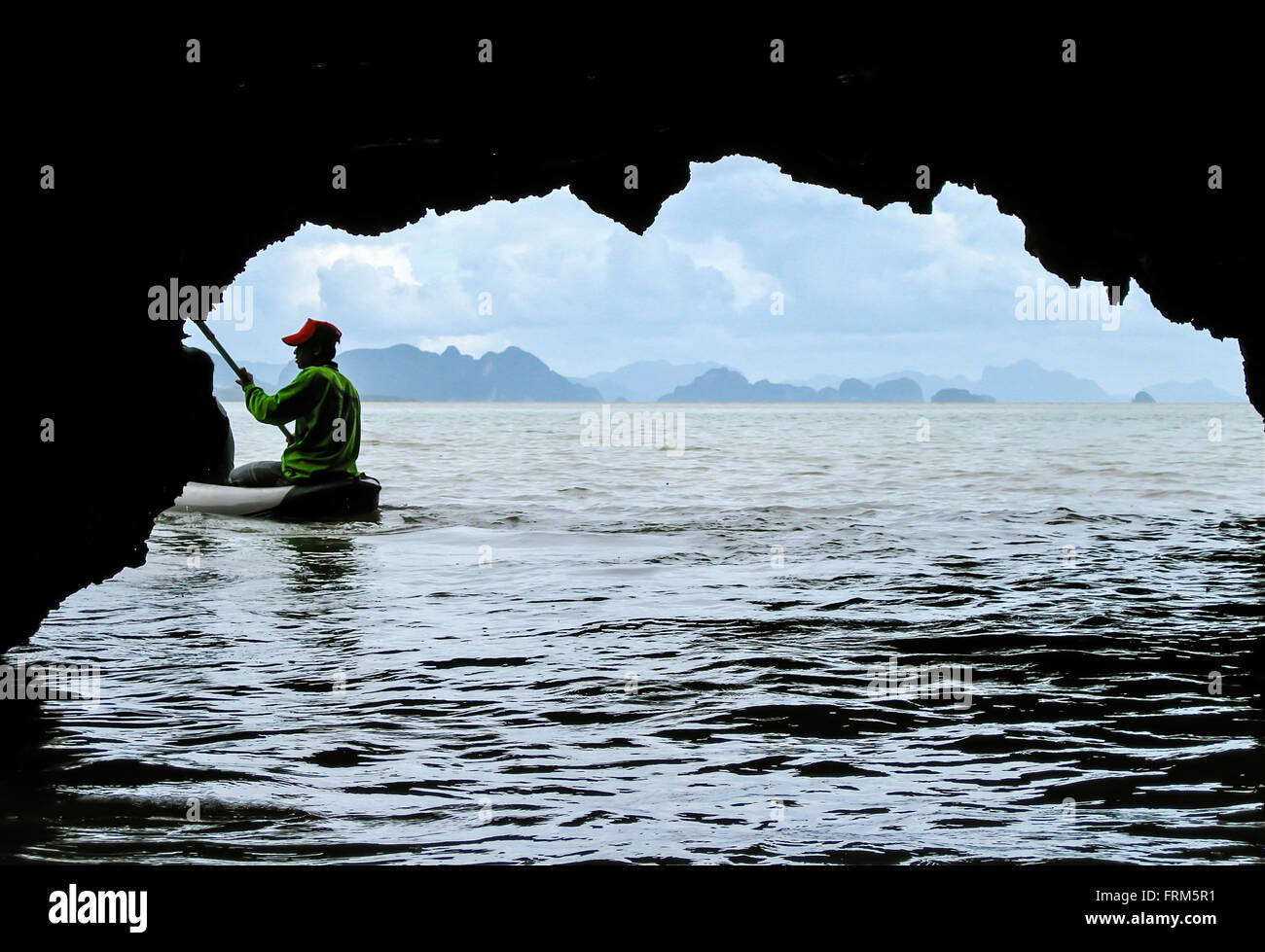 Kayaking near the village of Ko Panyi in Phang Nga Bay,Thailand Stock