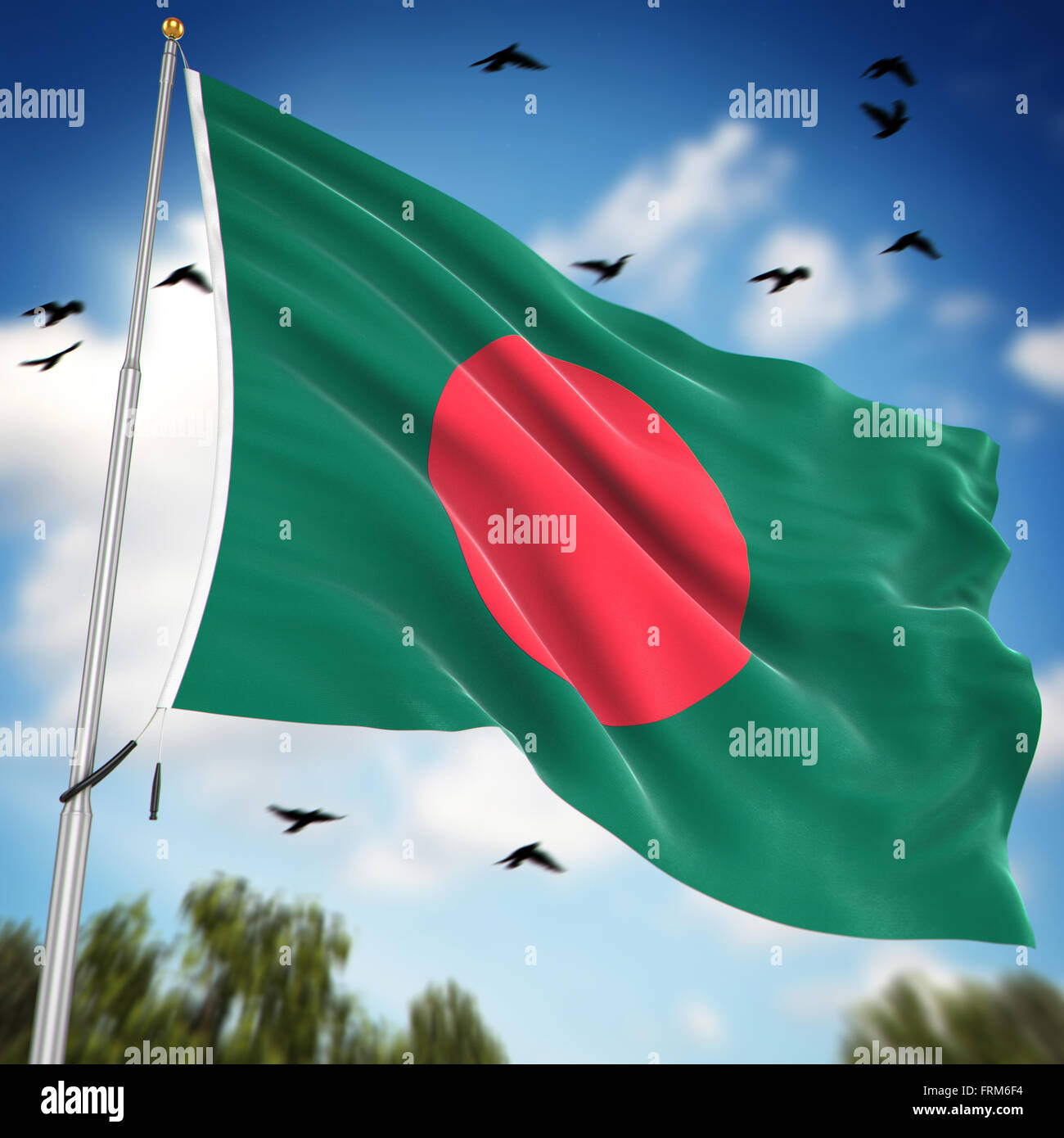 Flag of Bangladesh , This is a computer generated and 3d rendered image. Stock Photo