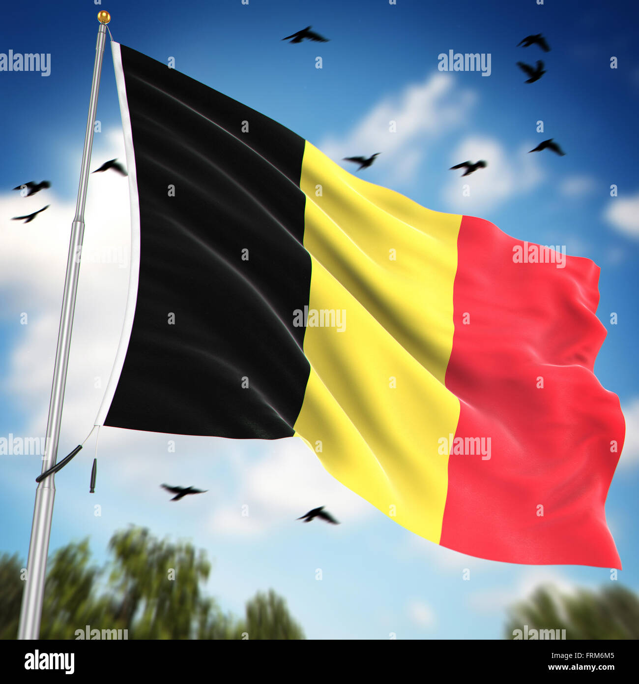 Flag of Belgium , This is a computer generated and 3d rendered image. Stock Photo