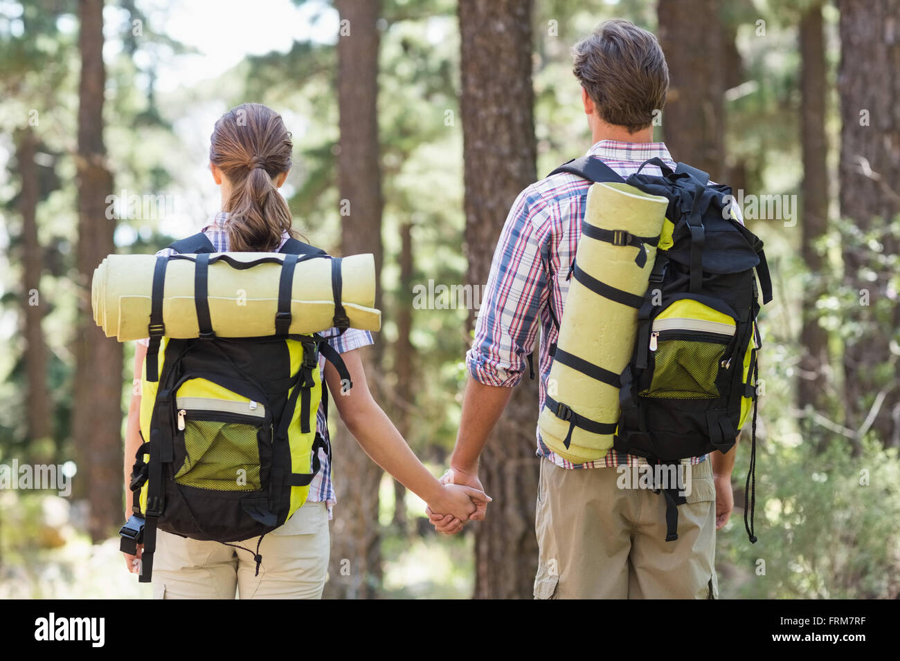 Rear view of couple holding hands and standing Stock Photo - Alamy