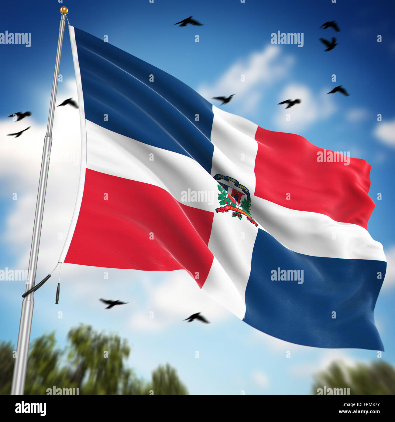 Flag of the Dominican Republic , This is a computer generated and 3d rendered image. Stock Photo