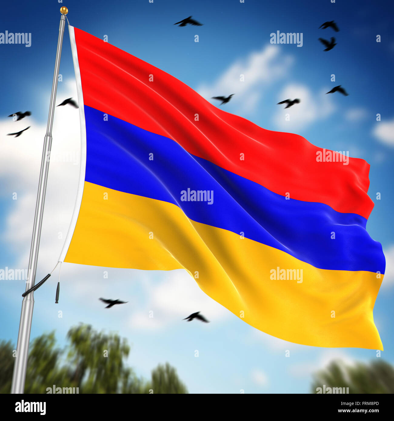 Flag of Armenia , This is a computer generated and 3d rendered image. Stock Photo